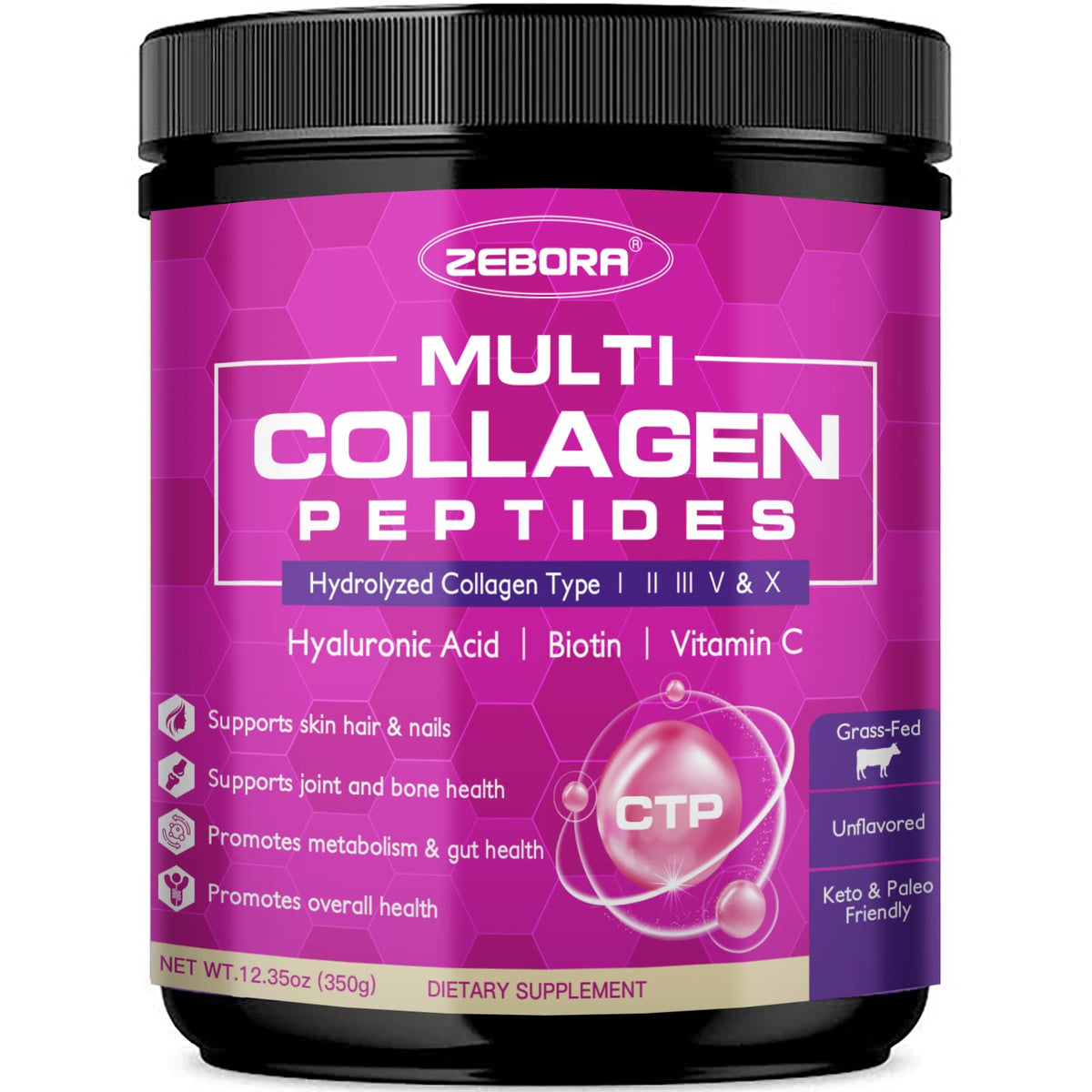 ZEBORA Multi Collagen Peptides Powder - Hydrolyzed Collagen