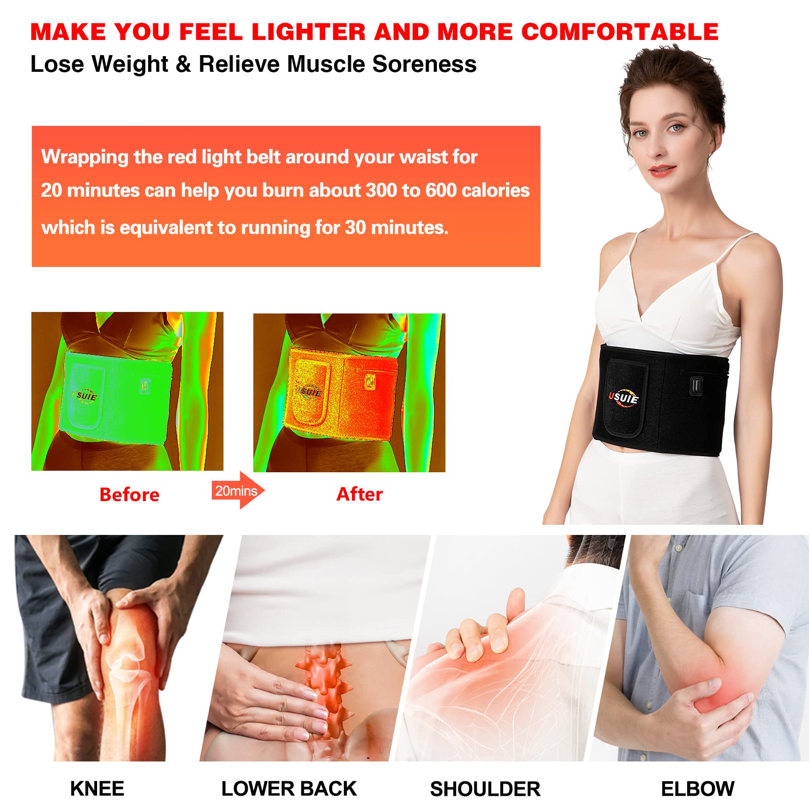 USUIE Red Light Therapy Belt Red & Infrared LED Therapy

