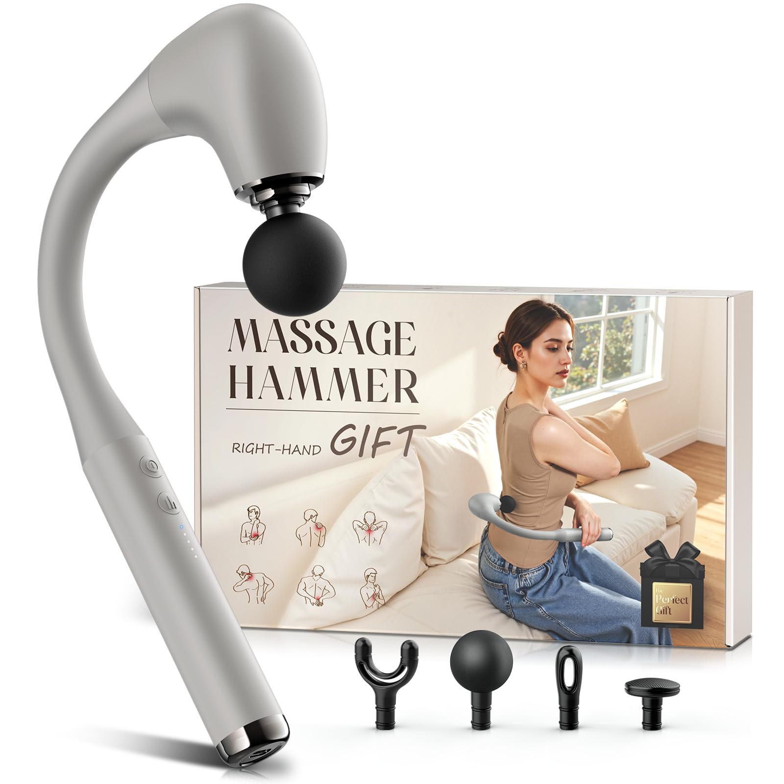 FVZ Massage Gun with Upgraded Extension Handle Deep Tissue Percussion