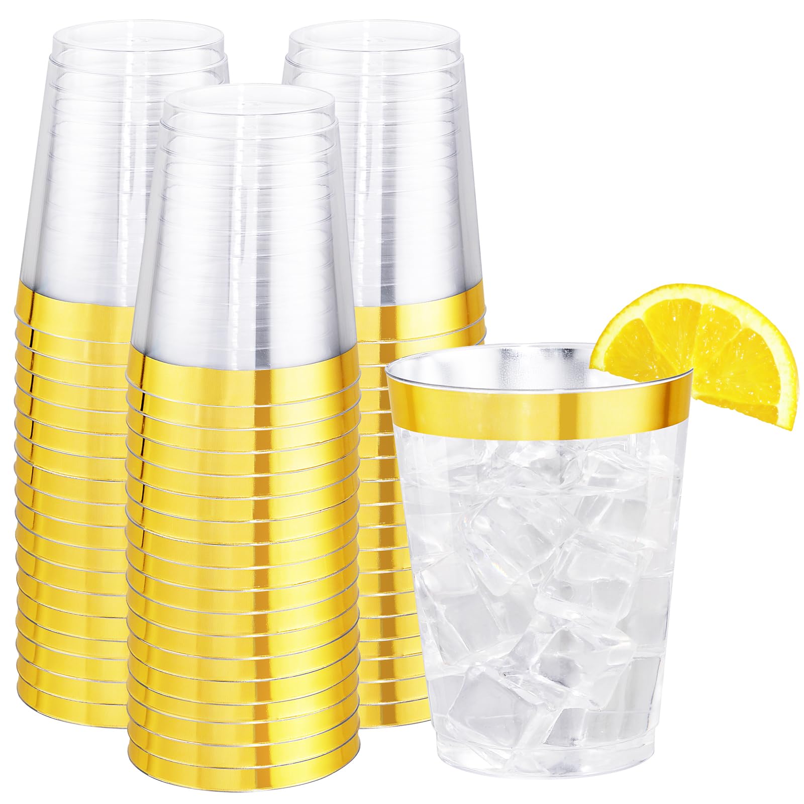 Decorative Rim Disposable Plastic Cups – BPA-Free, Food-Grade