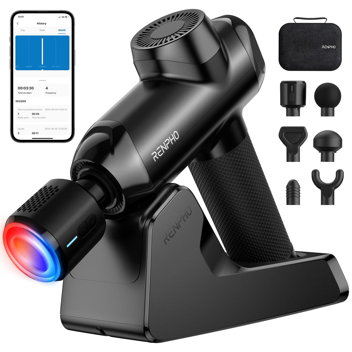 RENPHO Active Thermacool 2 Massage Gun with Heat and Cold Therapy – Handheld Percussion Massager