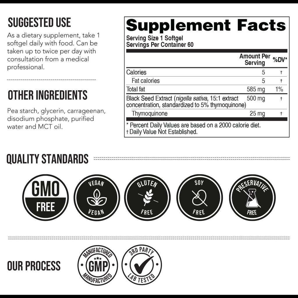 TQ-Advanced Black Seed Oil Softgels 5% Thymoquinone

