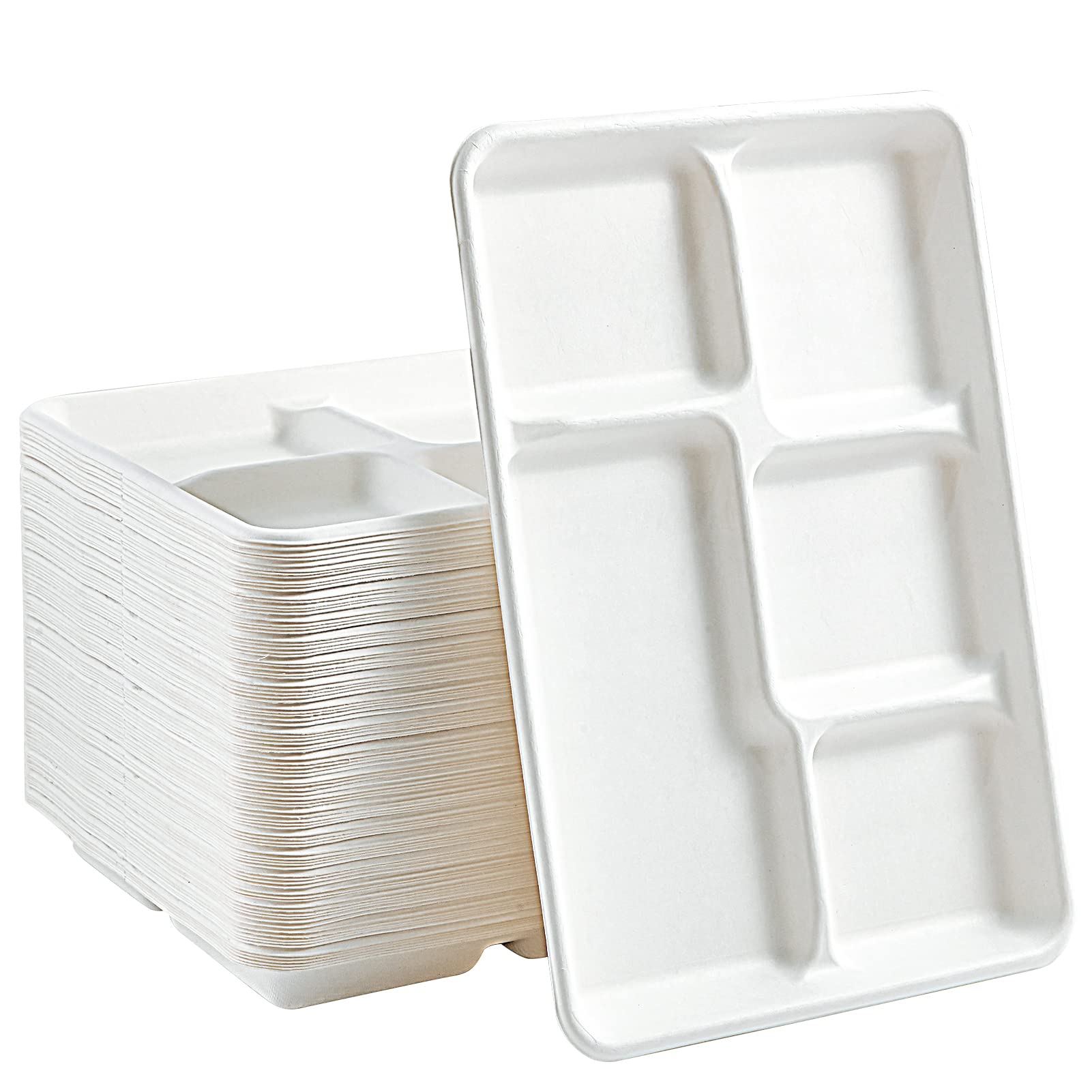 Vplus Sugarcane Fiber Paper Plates, Eco-Friendly Disposable