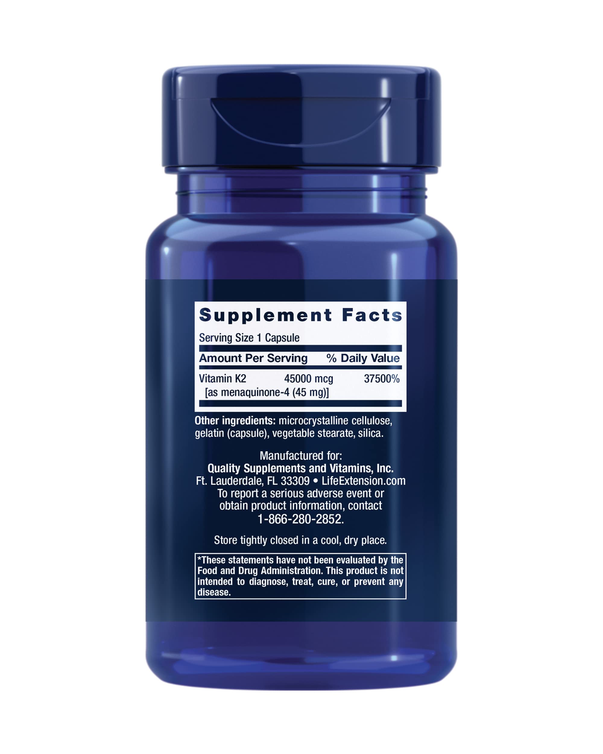 Life Extension Vitamin K2 Mega Bone Health Supplement

