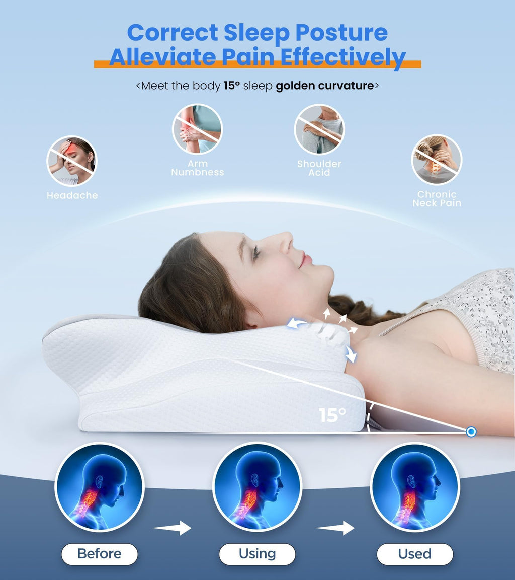 Cozyplayer Cooling Neck Support Pillow with Memory Foam

