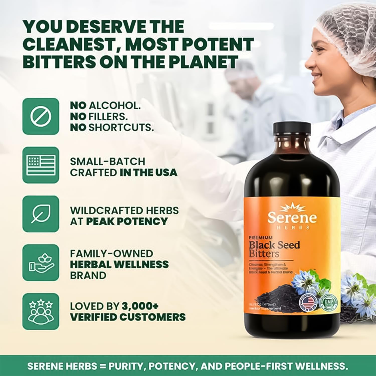 Serene Herbs Black Seed Bitters - Vegan Herbal Supplement

