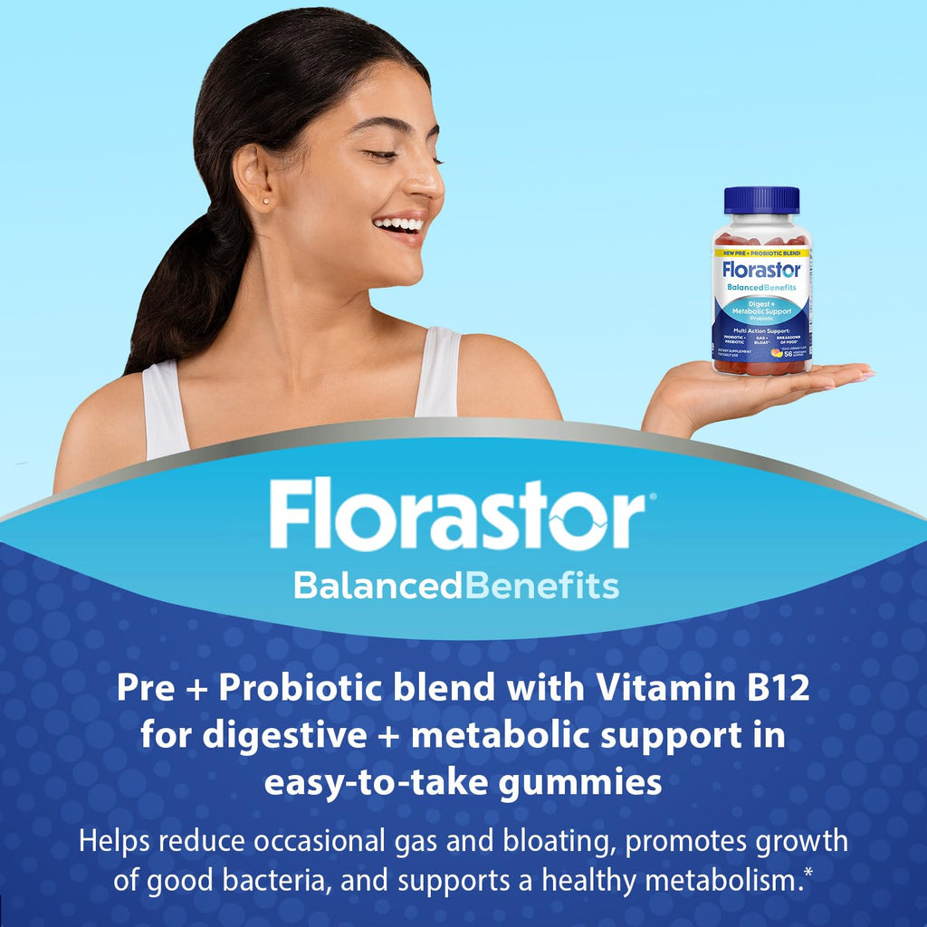 Florastor Probiotic Gummies with Prebiotic Fiber and B12

