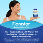 Florastor Probiotic Gummies with Prebiotic Fiber and B12

