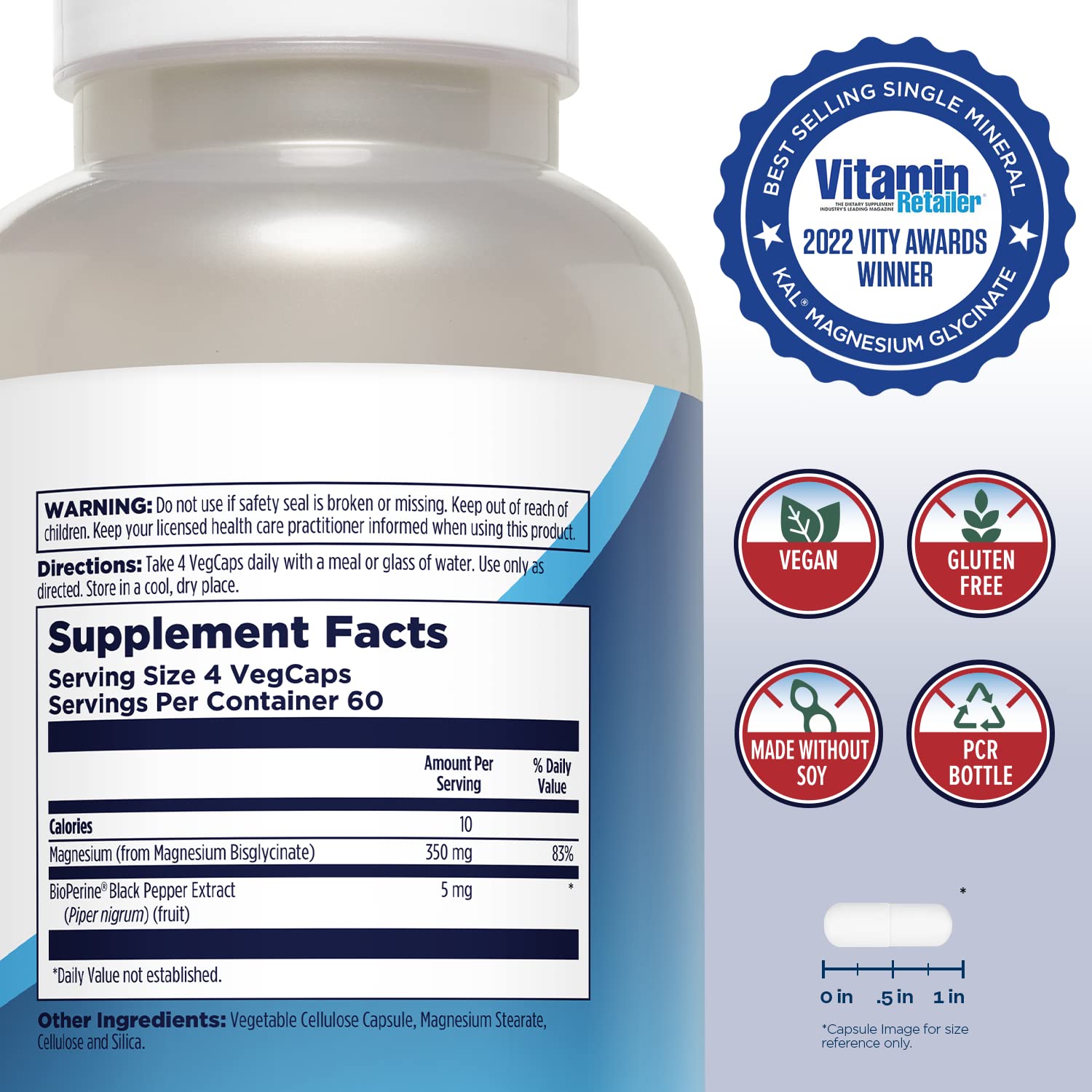 KAL Magnesium Glycinate with BioPerine – High Absorption

