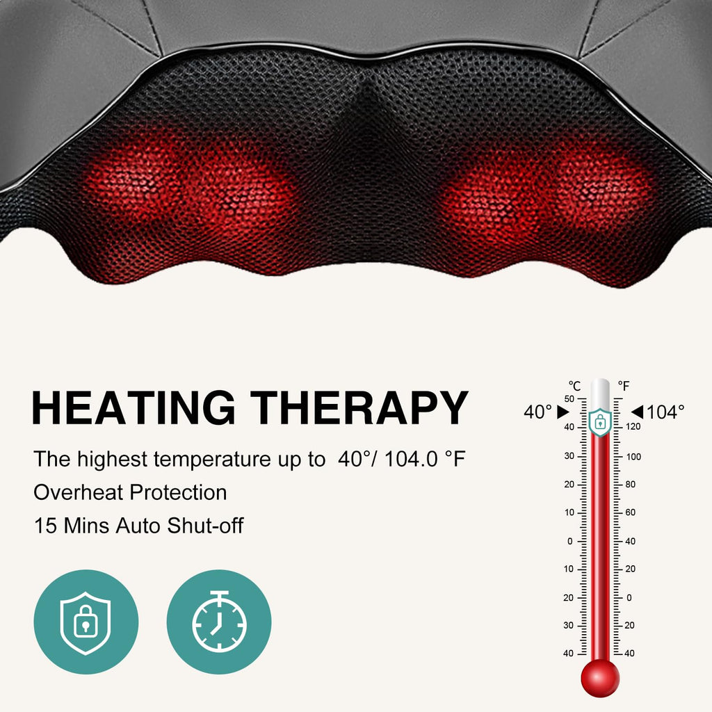 Nekteck Shiatsu Neck Massager with Heat for Relief

