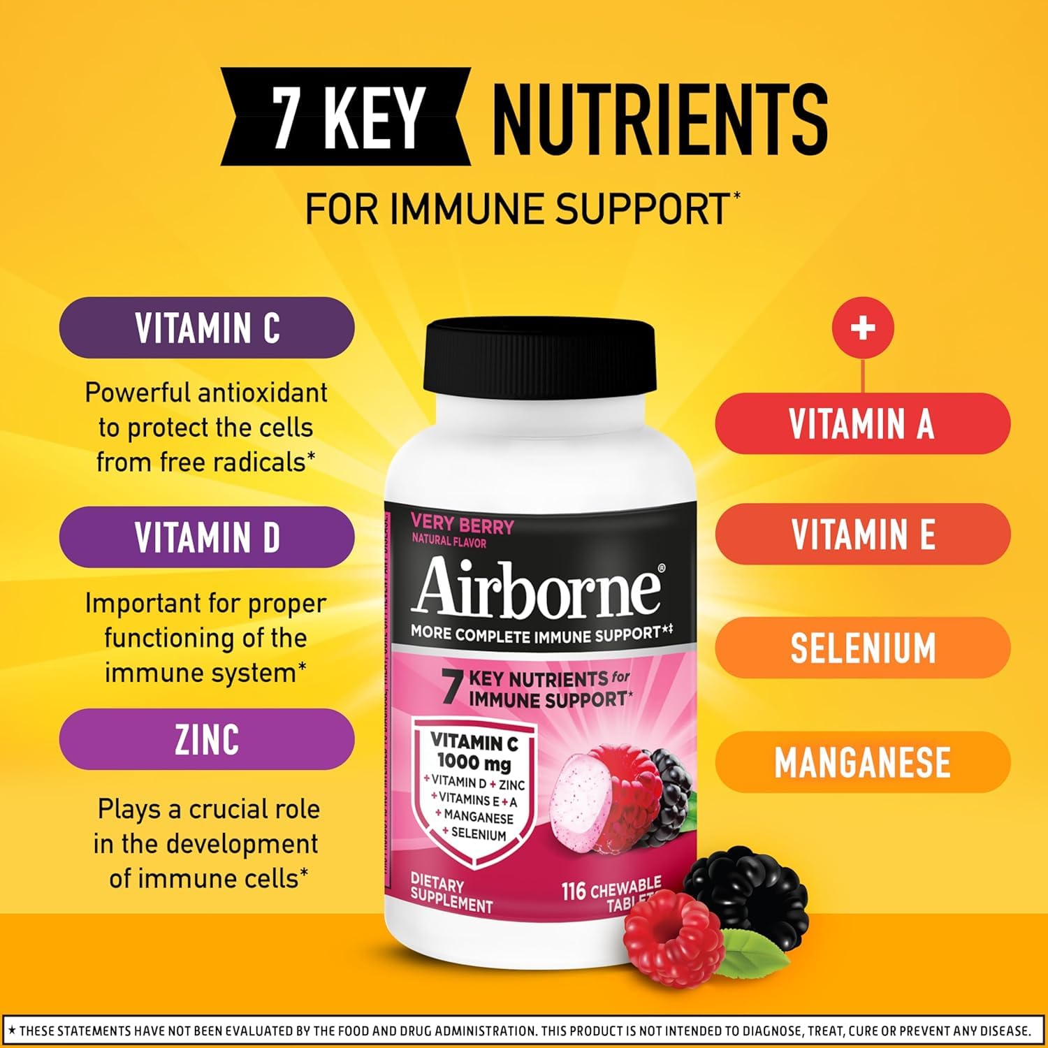 Airborne Vitamin C + Zinc Immune Support Chewables


