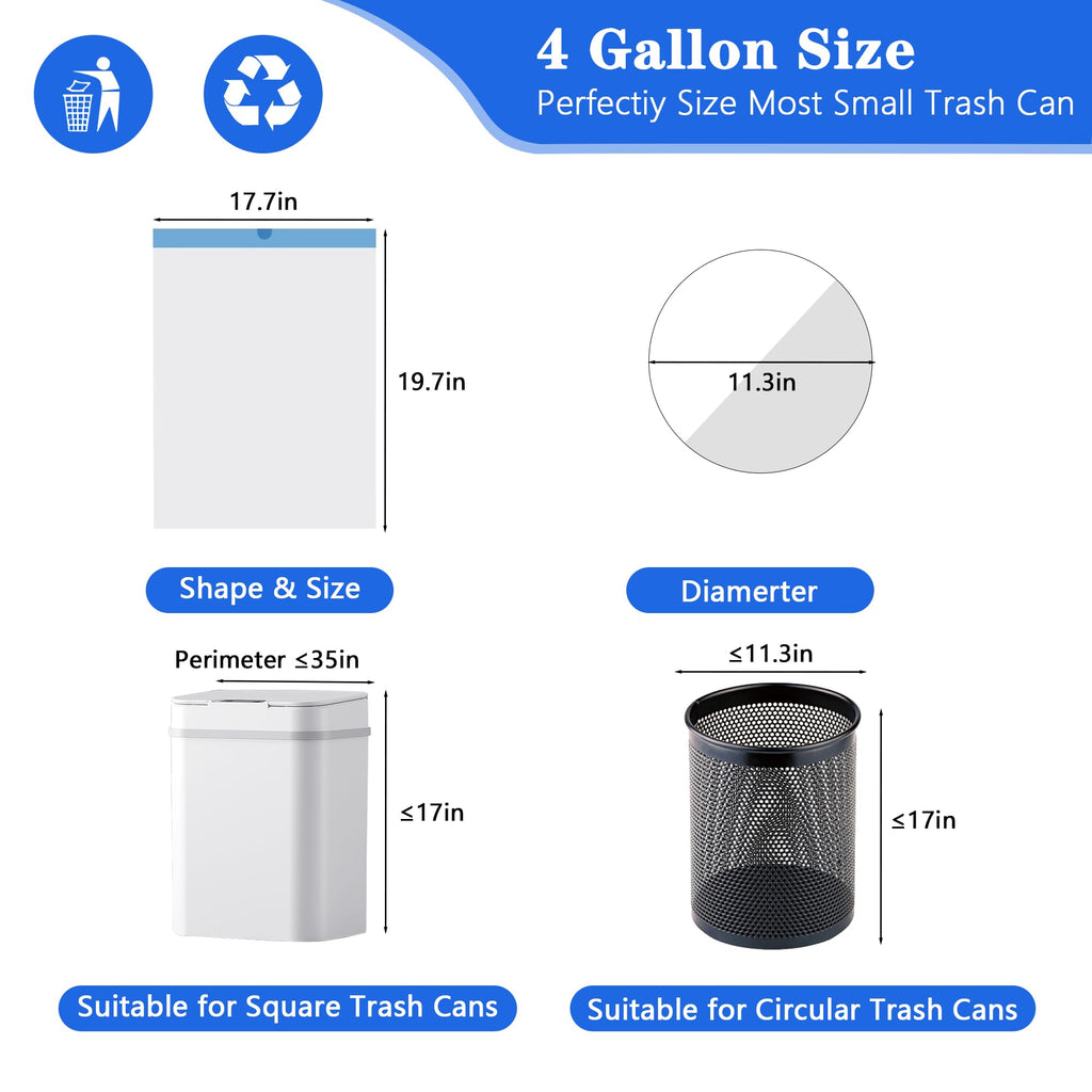 Small Drawstring Trash Bags HDPE 1.2 Mil Unscented

