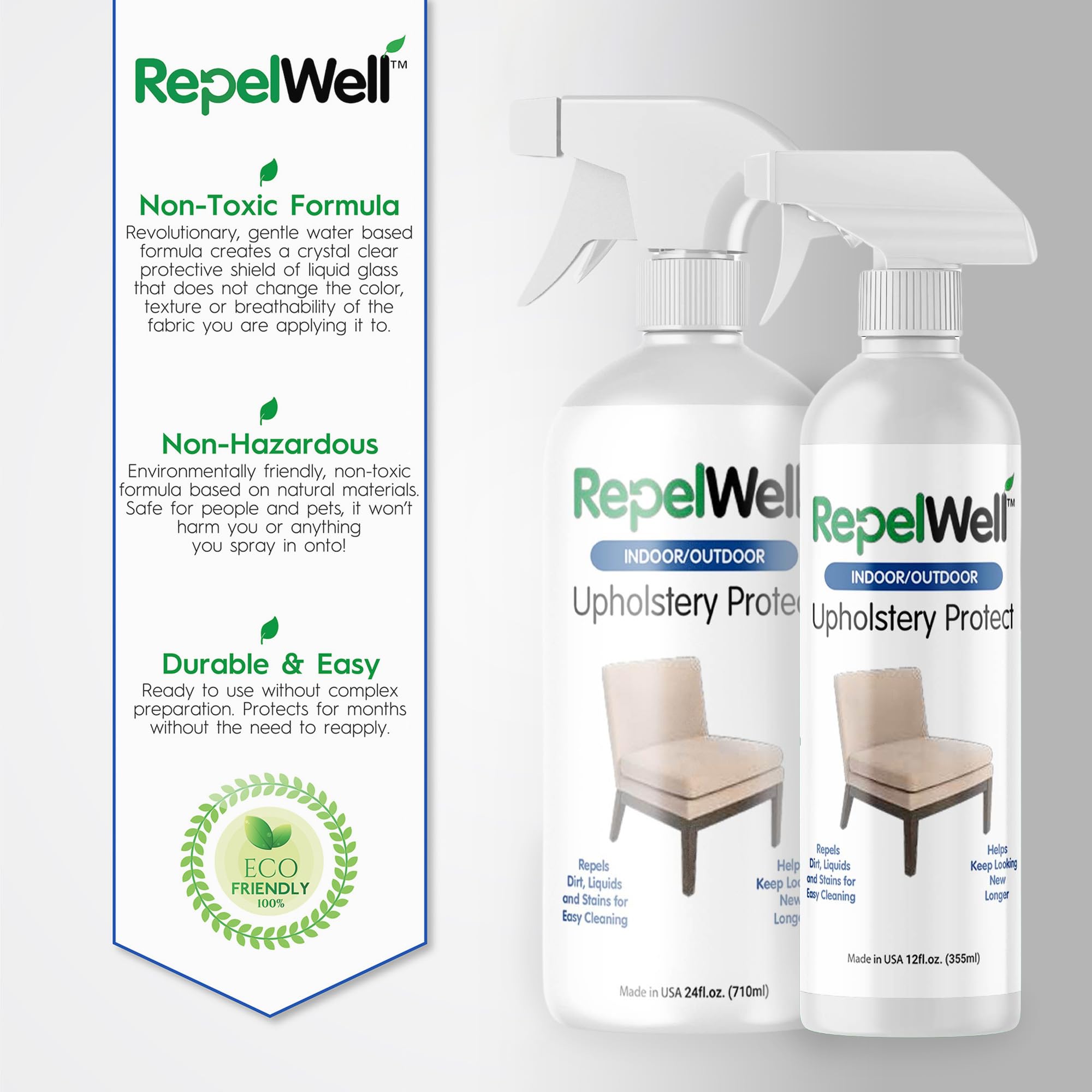 RepelWell Fabric & Leather Stain & Water Repellent Spray

