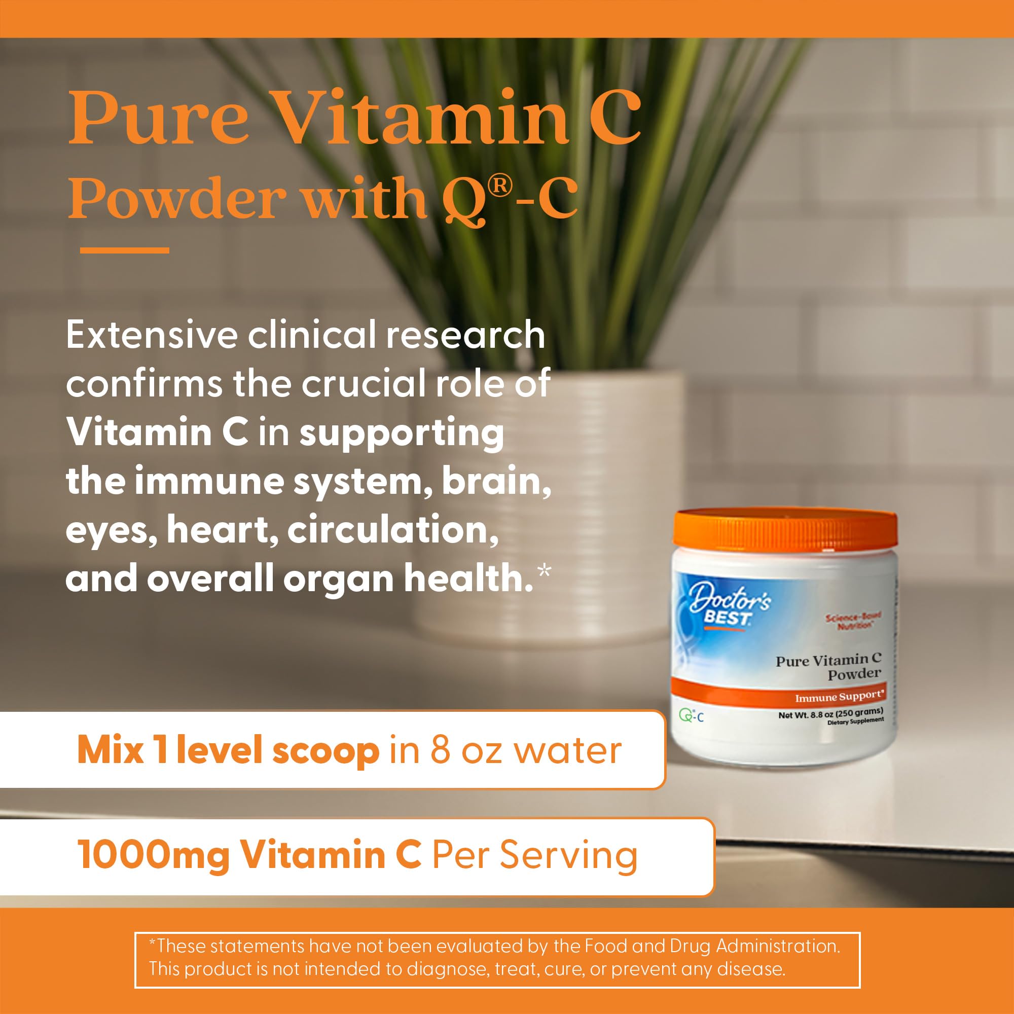 Doctor's Best Vitamin C Powder with Q-C | Immune Support

