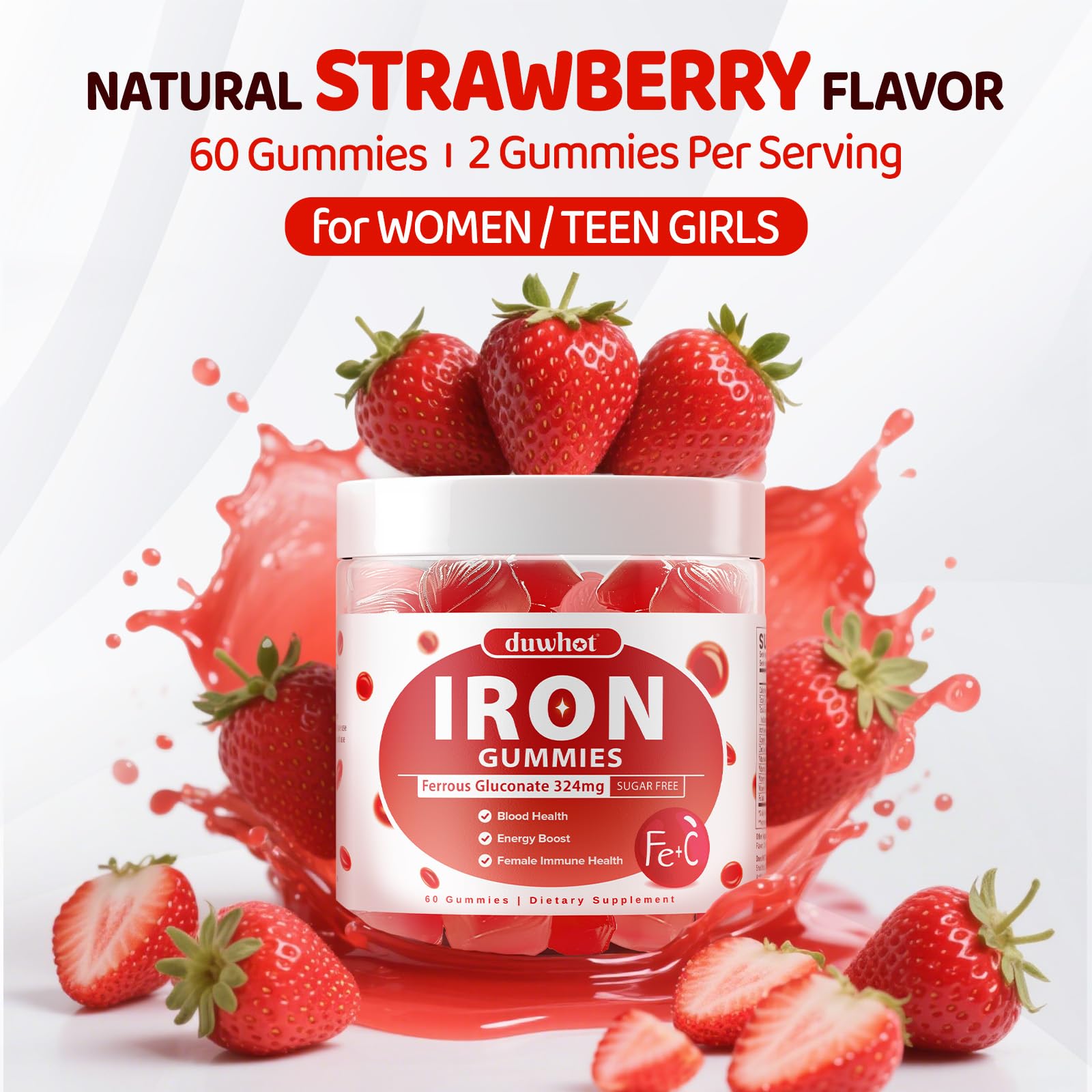 Iron Gummies for Women and Teens | Ferrous Gluconate 324 mg

