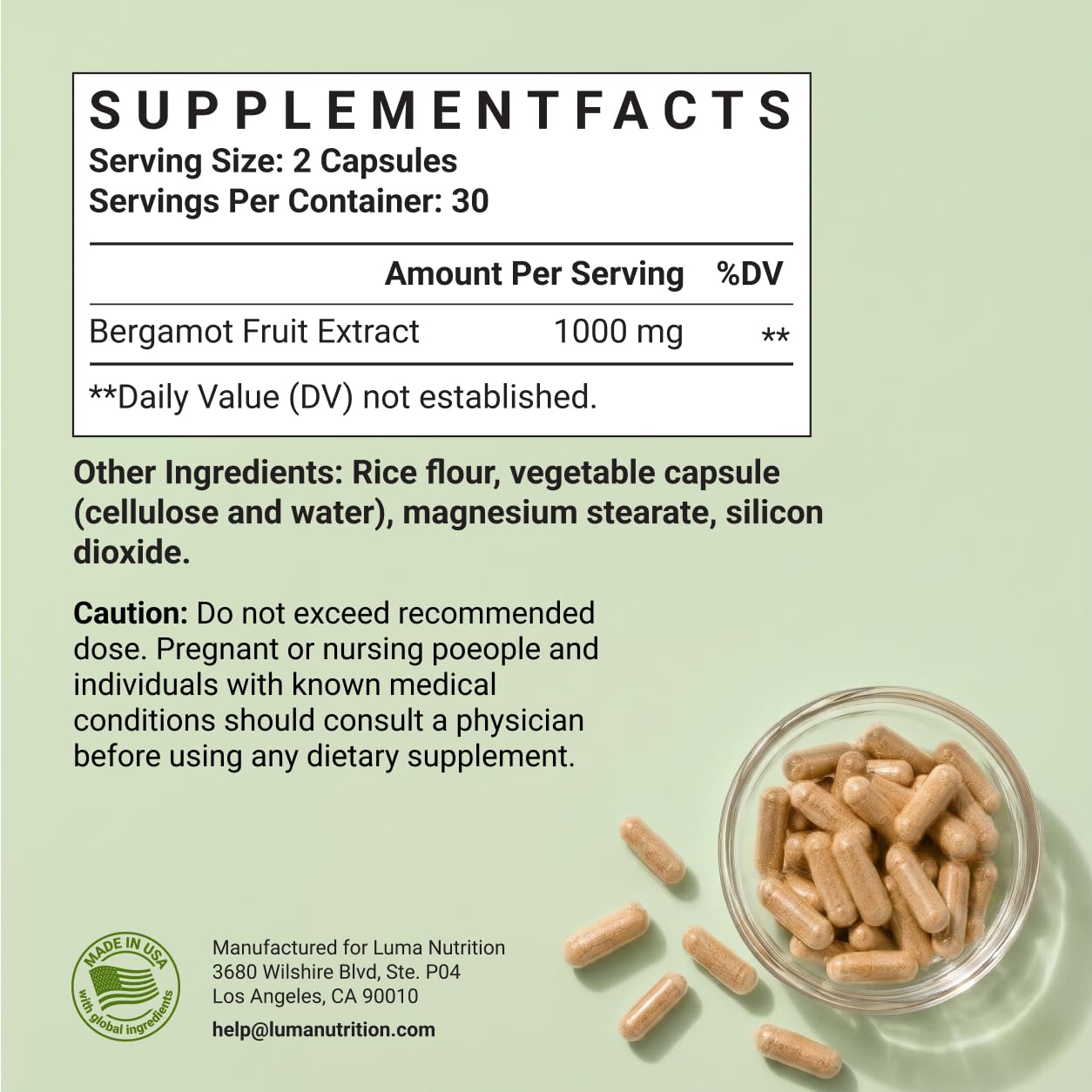 Luma Nutrition Citrus Bergamot 1000mg Supplement | Heart Health

