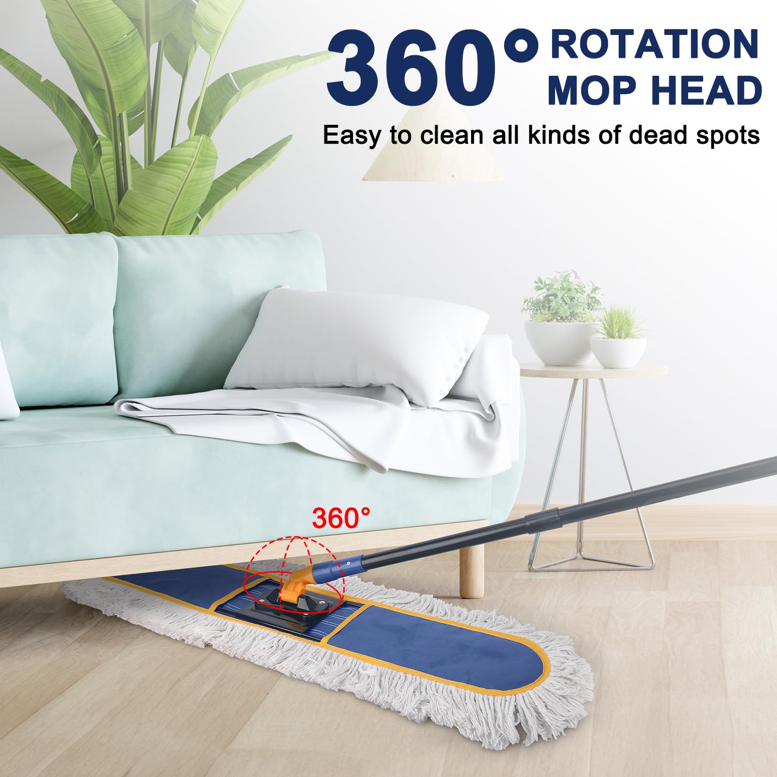 Commercial Dust Mop 59-Inch Handle with Reusable Pads

