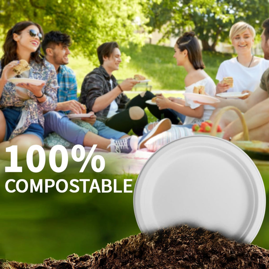 Compostable Sugarcane Paper Plates | Eco Dinnerware

