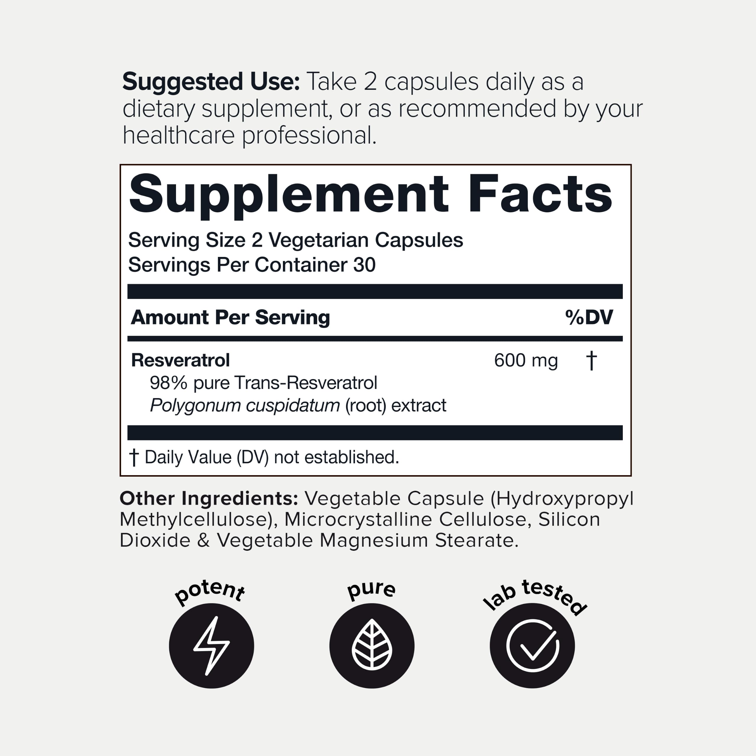 Toniiq Resveratrol Capsules - 98% Trans-Resveratrol

