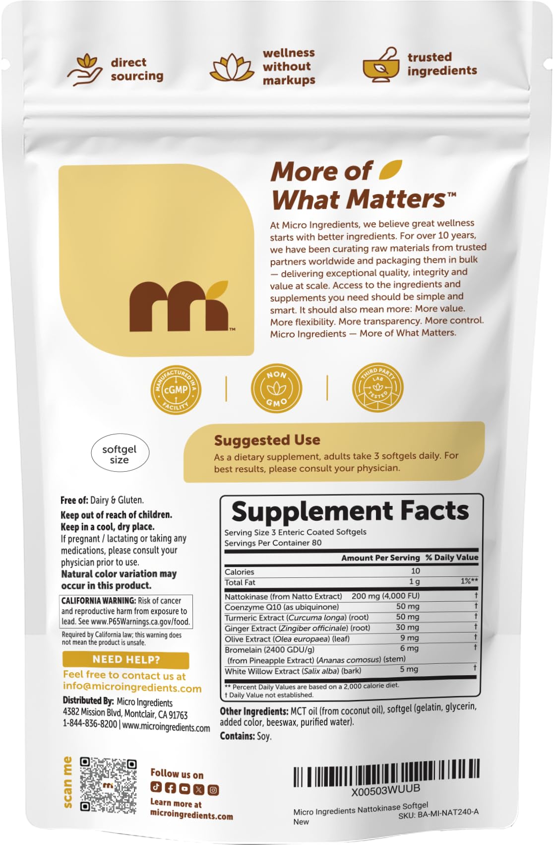 Micro Ingredients Nattokinase Supplement | Enzyme Blend

