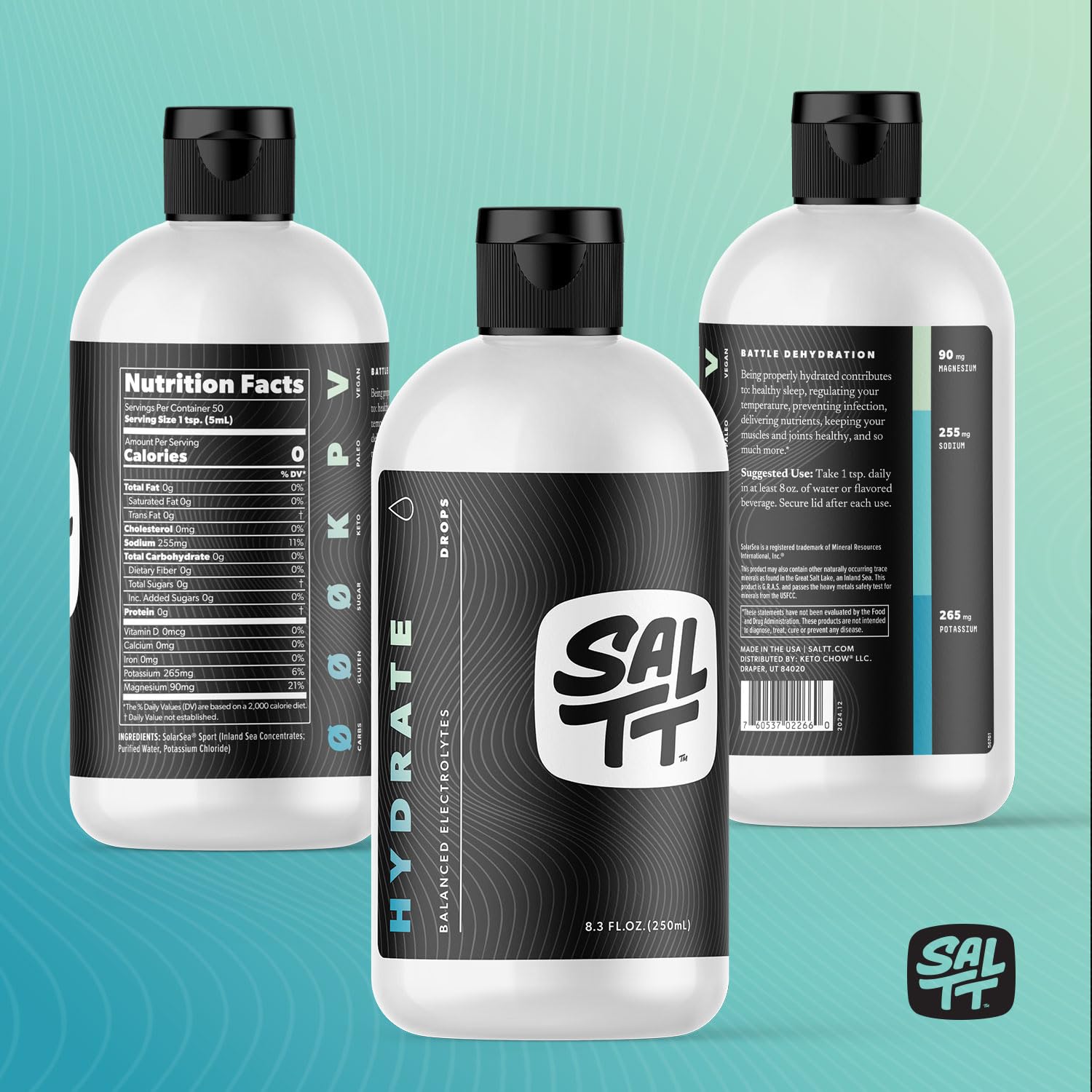 SALTT Hydrate Electrolyte Drops Unflavored Hydration

