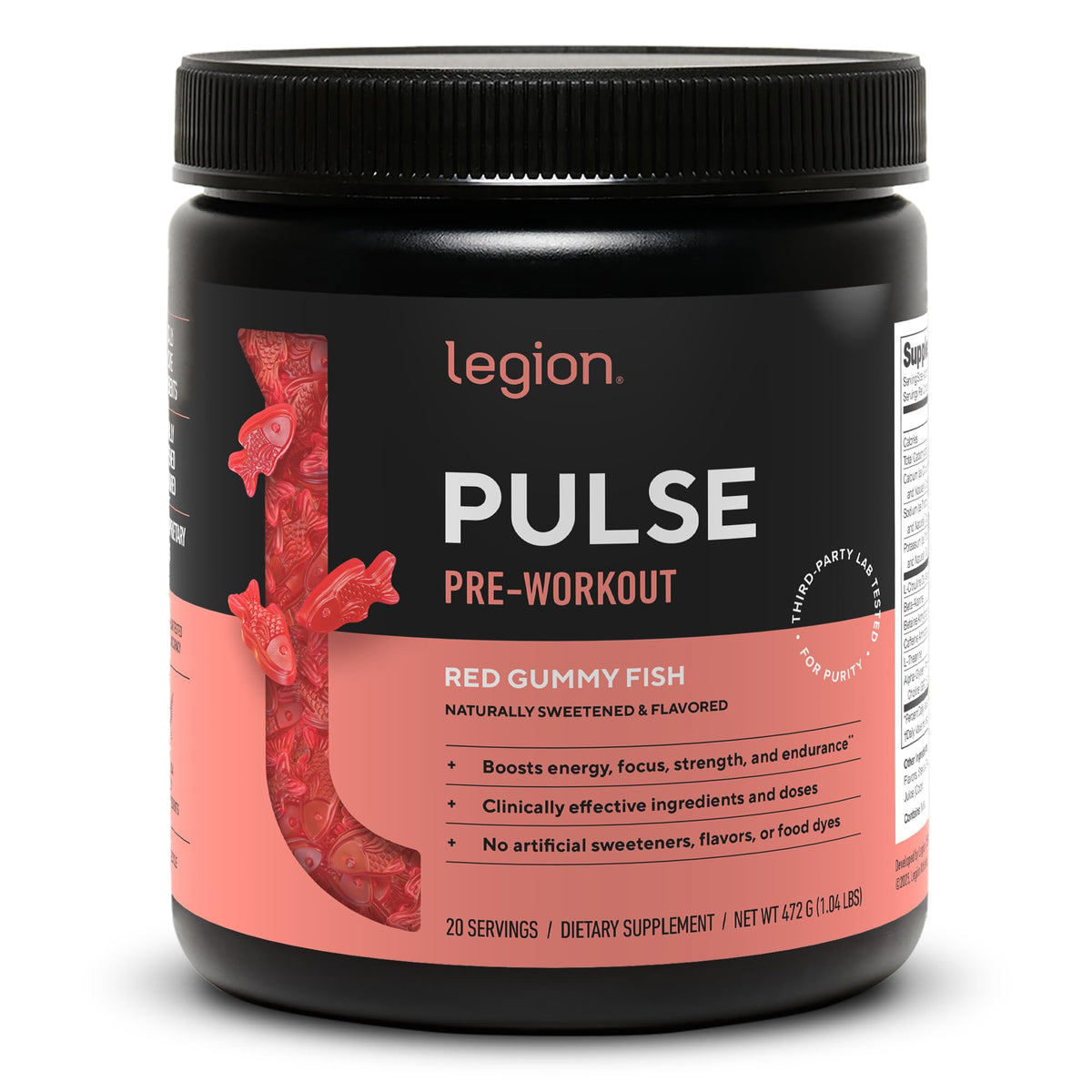 Legion Pulse Pre Workout Supplement - All Natural Nitric Oxide, Creatine Free, Naturally Sweetened