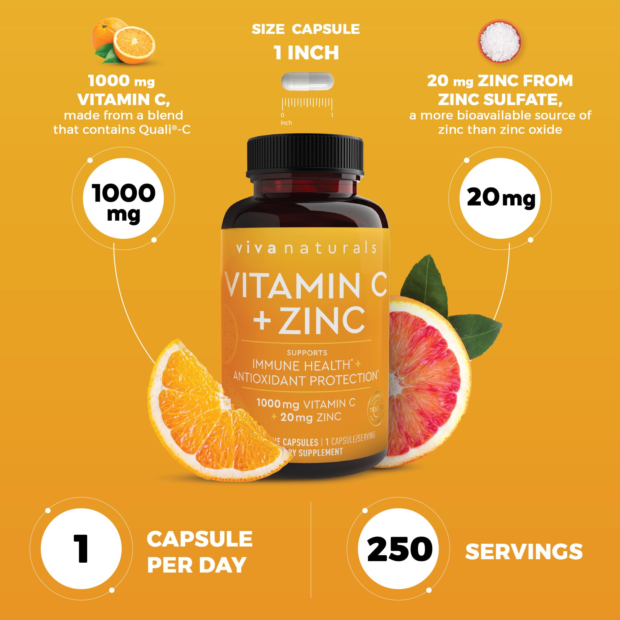 Viva Naturals Vitamin C and Zinc Supplement Immune Support

