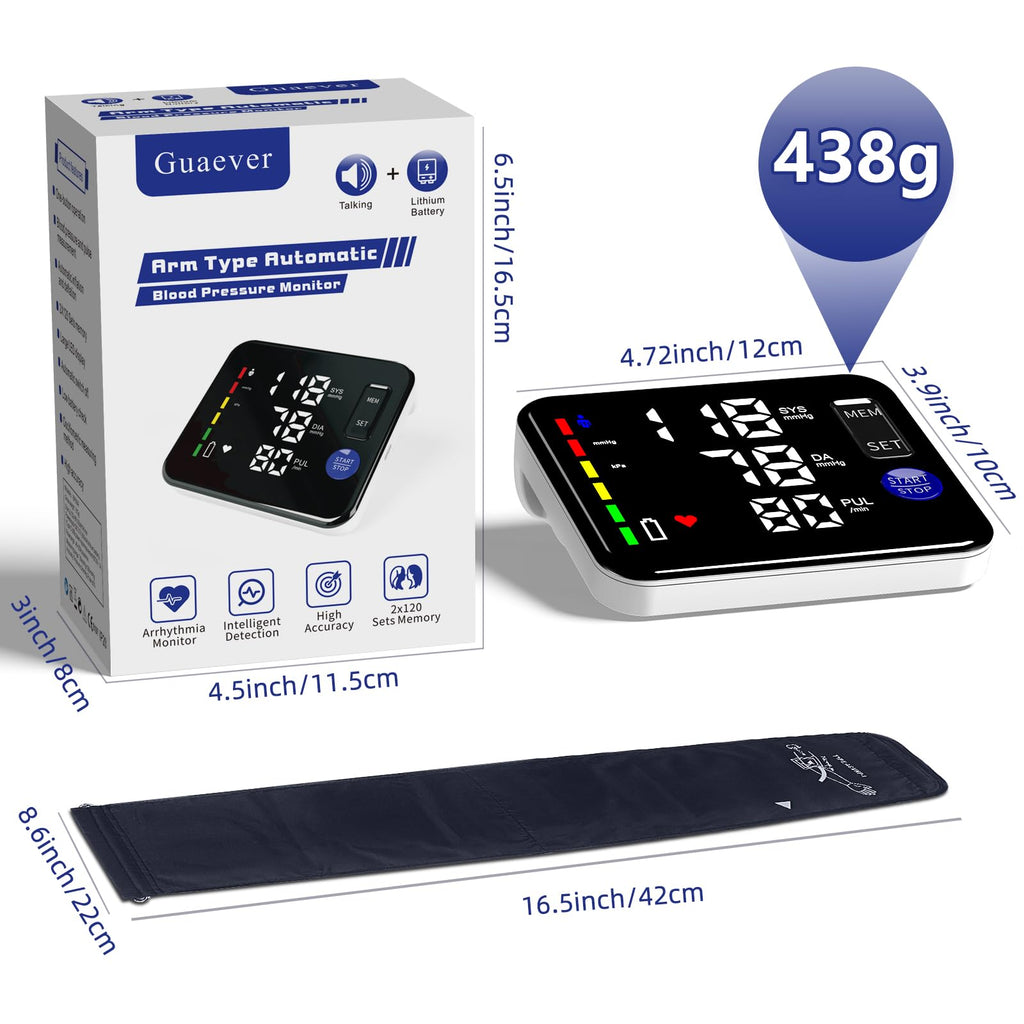 GUAEVER Blood Pressure Monitor - Rechargeable Upper Arm

