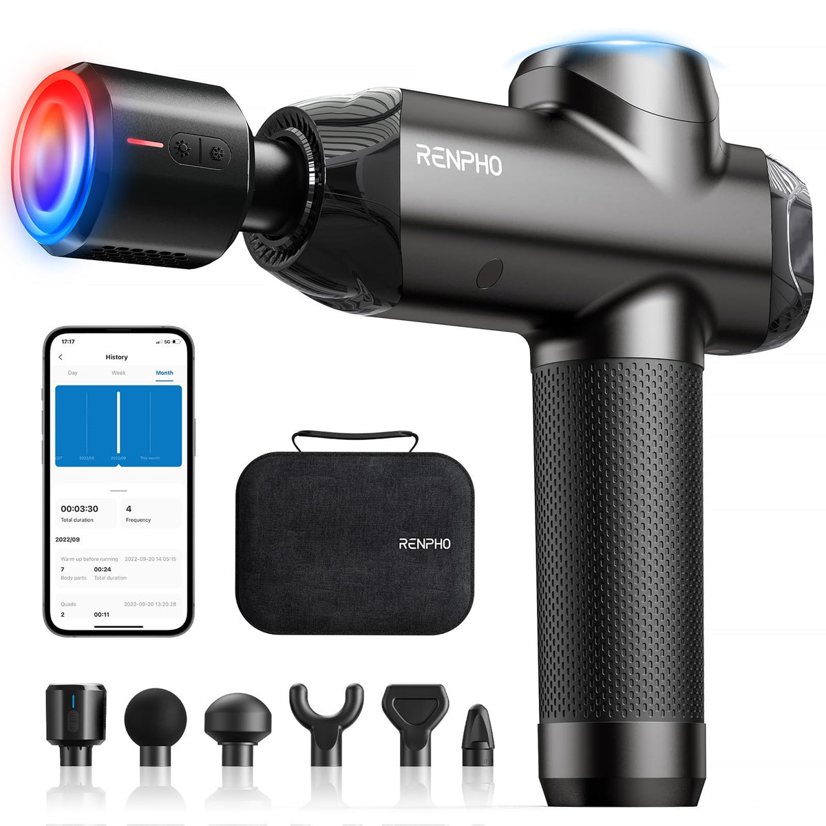 RENPHO Active Thermacool 2 Massage Gun with Heat and Cold Therapy – Handheld Percussion Massager