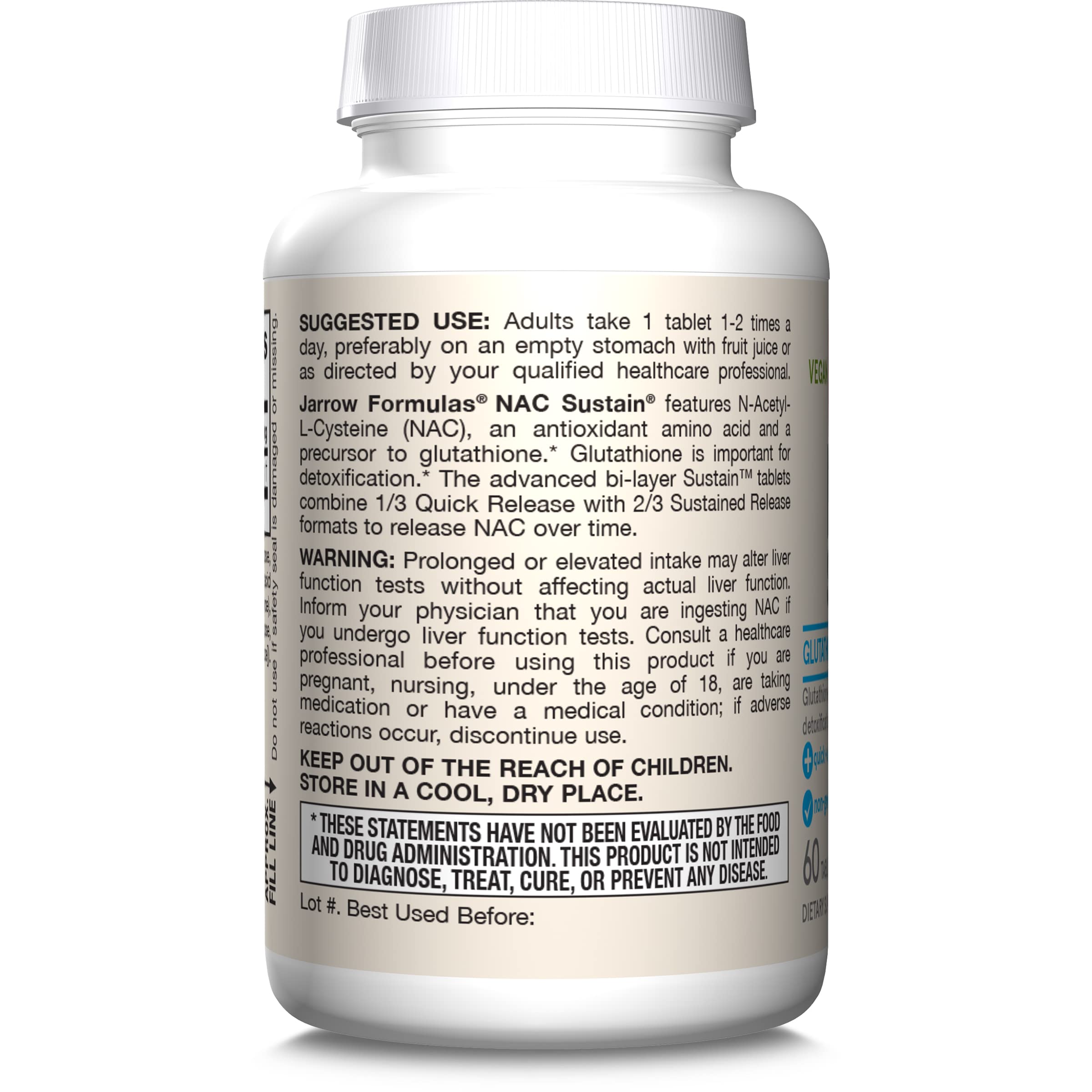 NAC Sustain 600 mg Supplement | Jarrow Formulas

