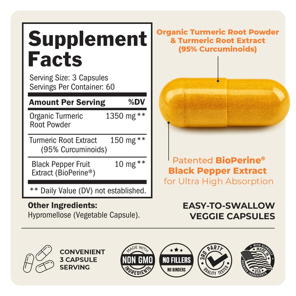 Turmeric Curcumin with Black Pepper BioPerine Capsules

