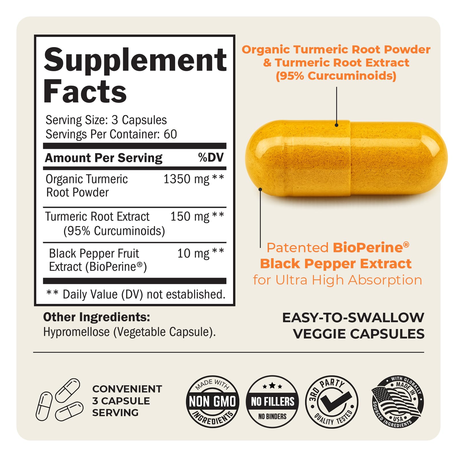 Turmeric Curcumin with Black Pepper BioPerine Capsules

