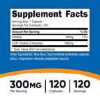 Nutricost CDP Choline 300 mg Vegetarian Capsule

