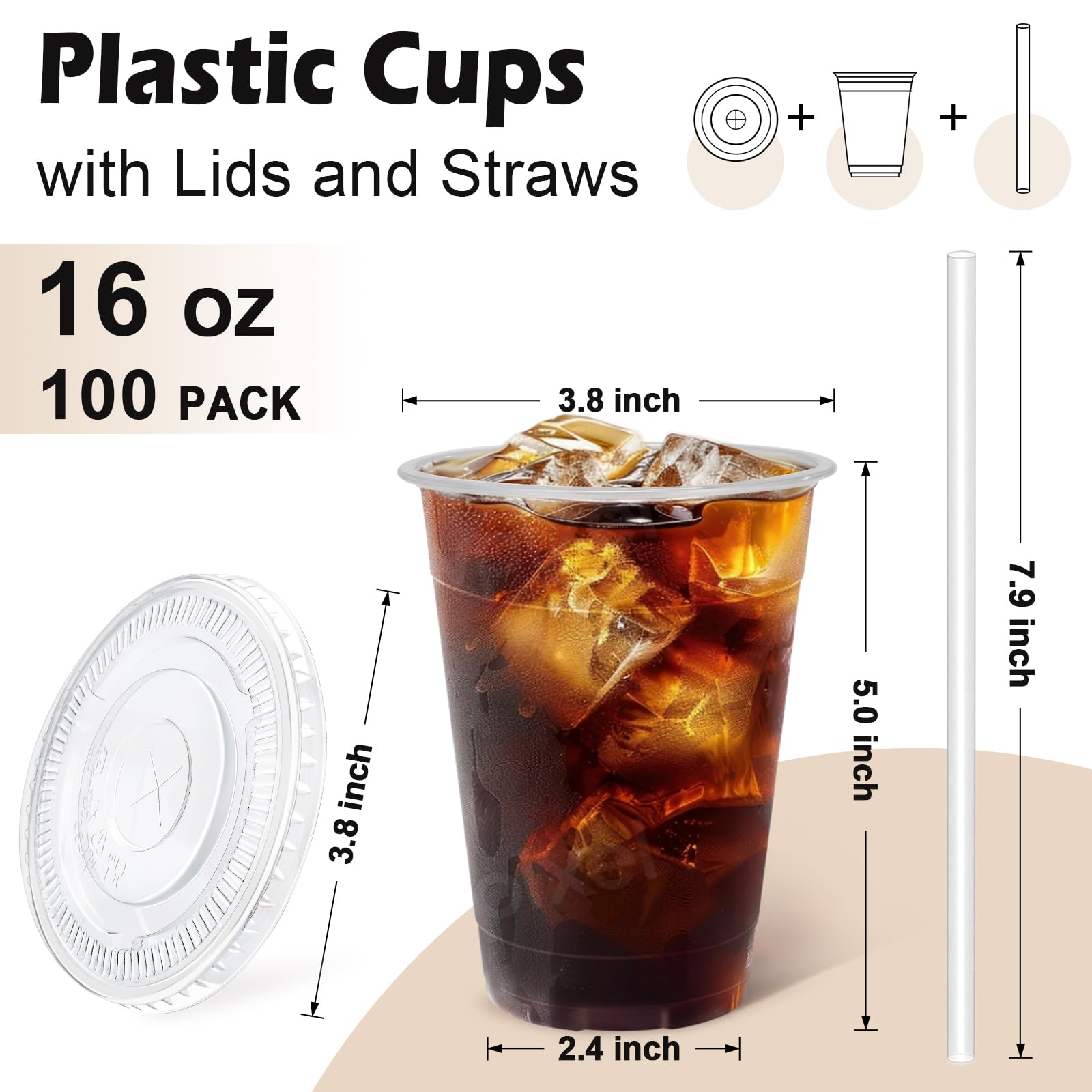Lamosi Clear Plastic Cups with Lids and Straws – Disposable

