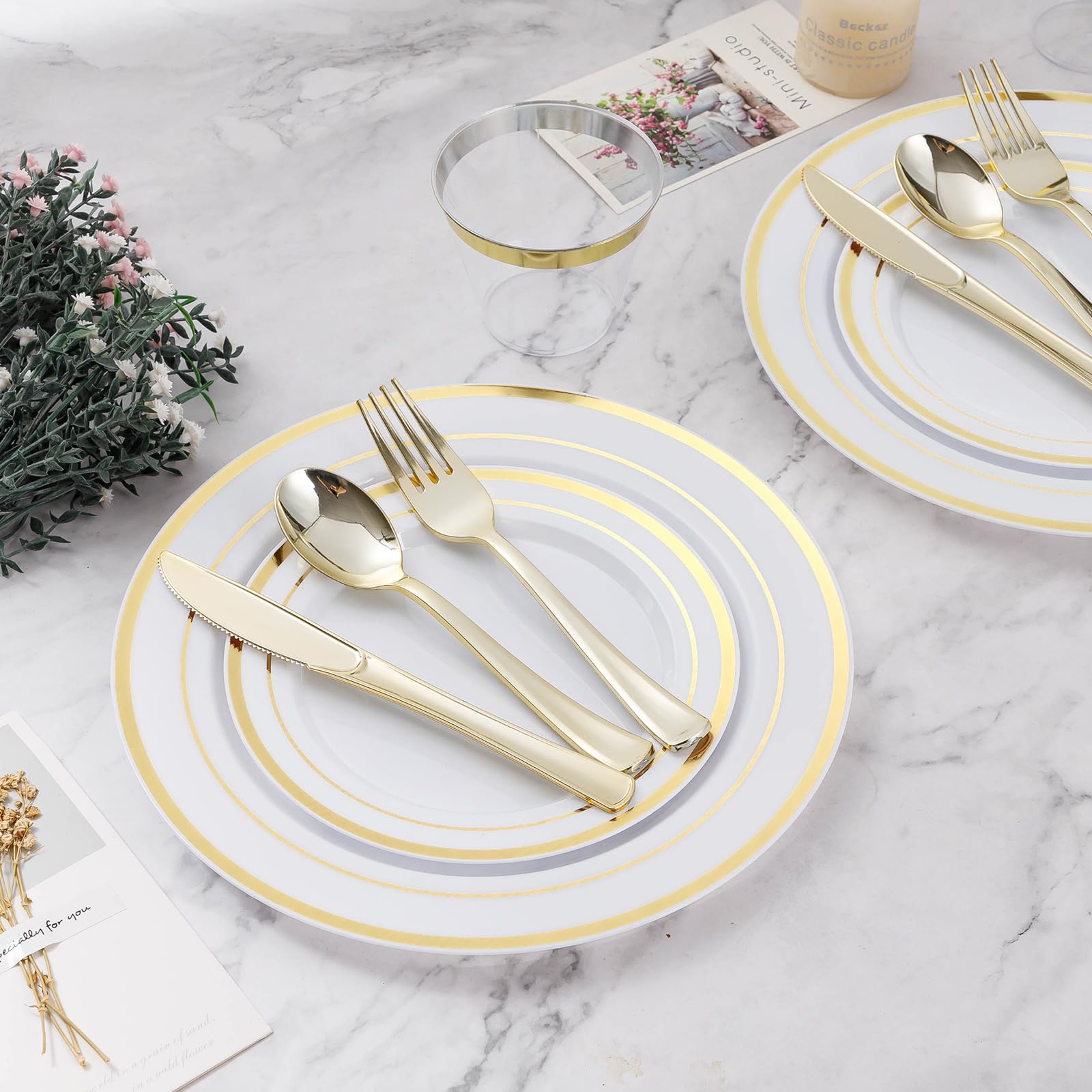 Disposable Dinnerware Set - BESTVIP Plates & Cutlery

