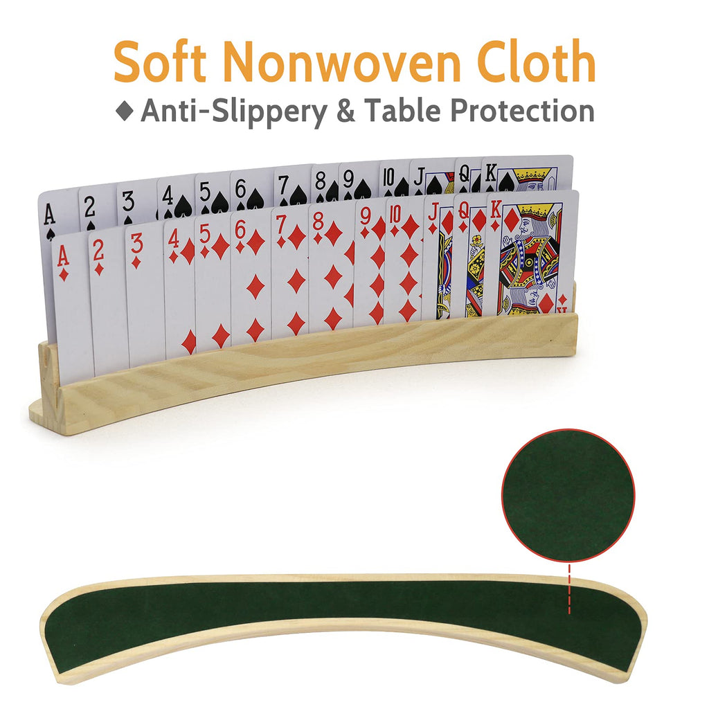 Plusvivo Solid Wood Curved Card Holders for Playing Cards

