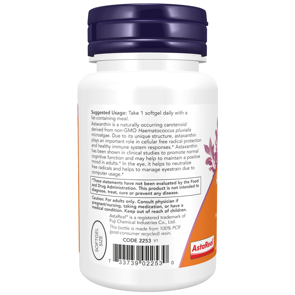 Now Supplements Astaxanthin Triple Strength Veggie Softgels

