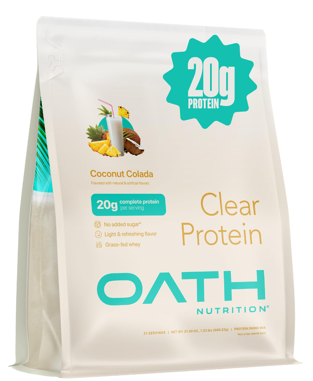 Oath Clear Whey Isolate Protein Powder - 20g Protein, No Added Sugar, Grass-Fed