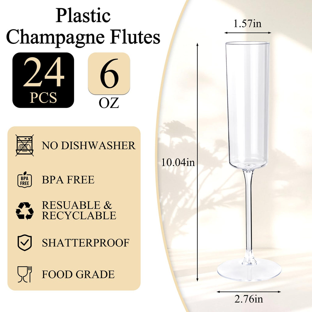 Ciaell Disposable Plastic Champagne Flutes | Party Glasses

