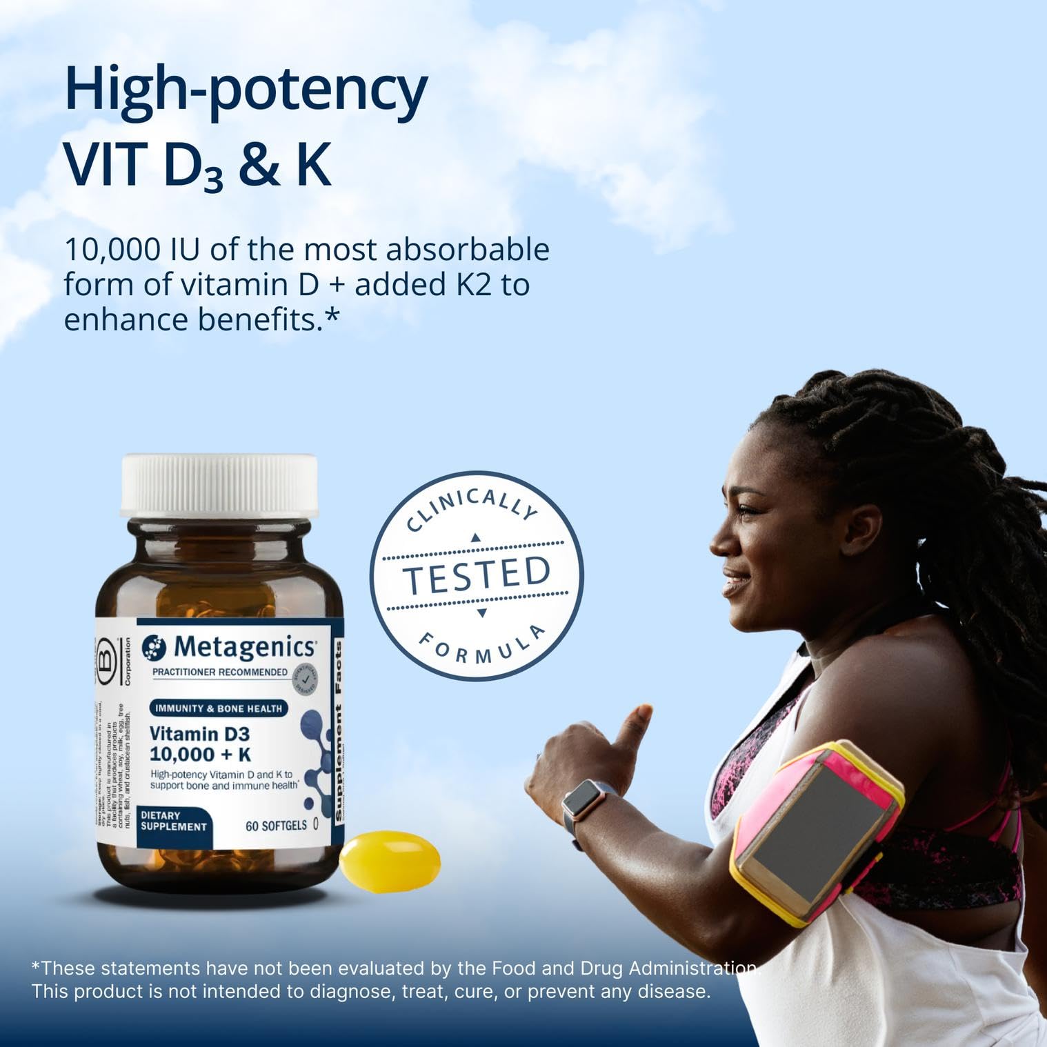 Metagenics Vitamin D3 and K2 Softgels Immune & Heart Health

