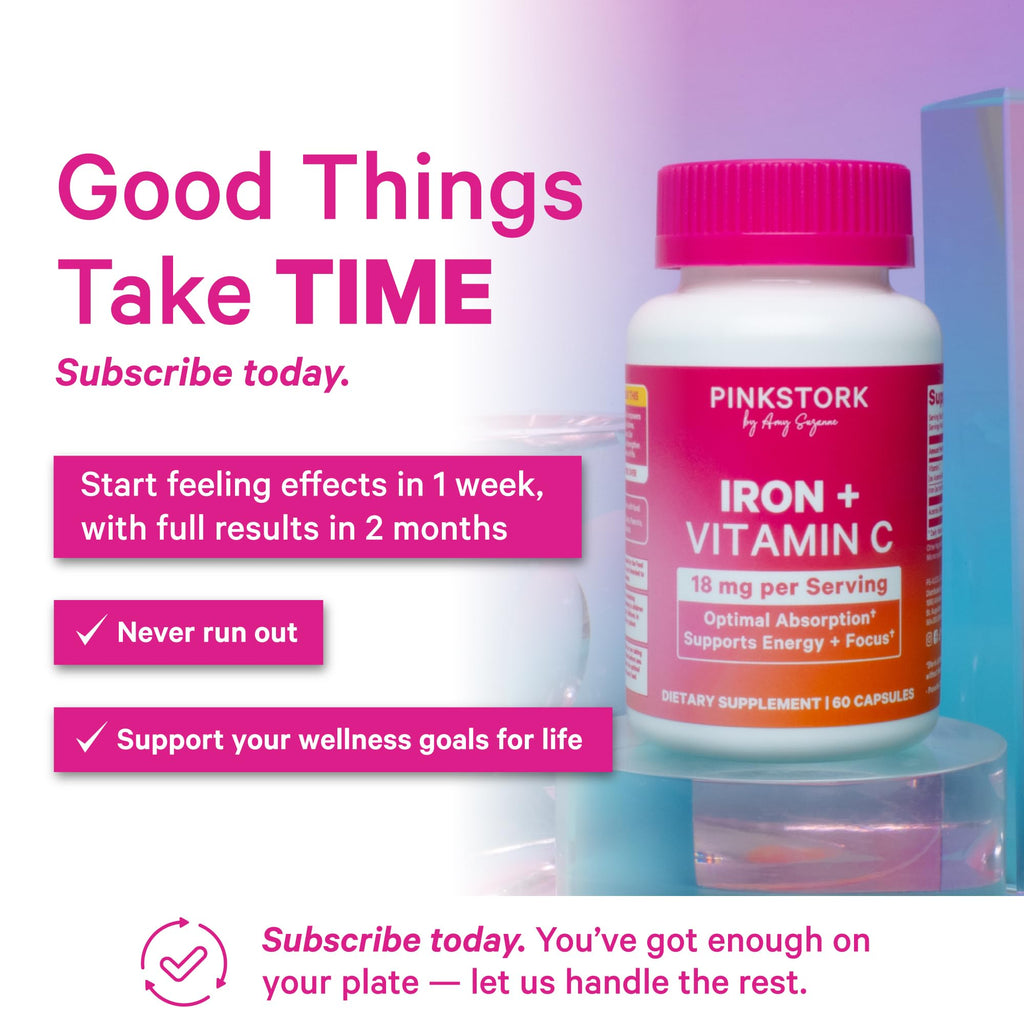 Pink Stork Iron for Women | Chelated Iron Bisglycinate

