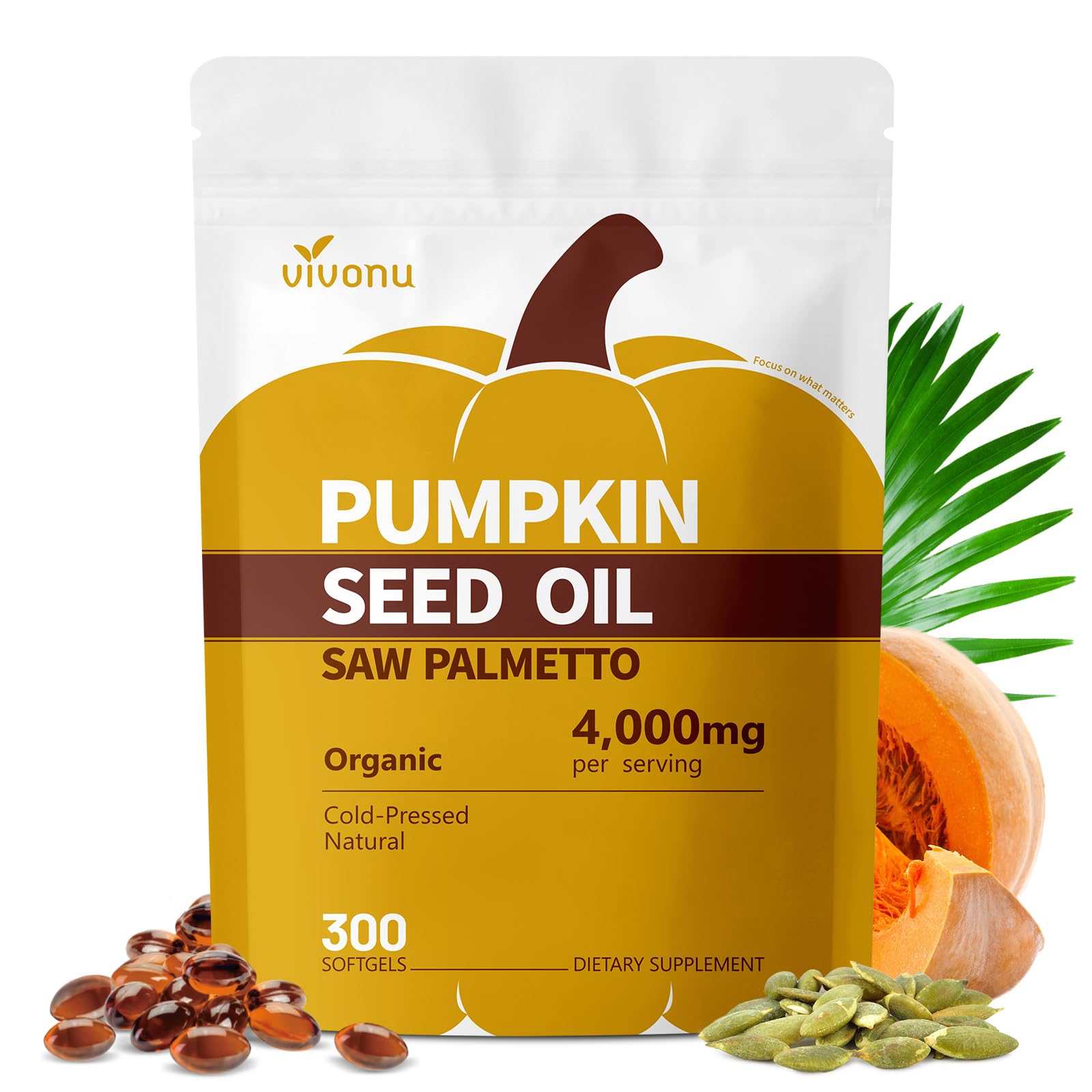 VivoNu Organic Pumpkin Seed Oil with Saw Palmetto Capsules

