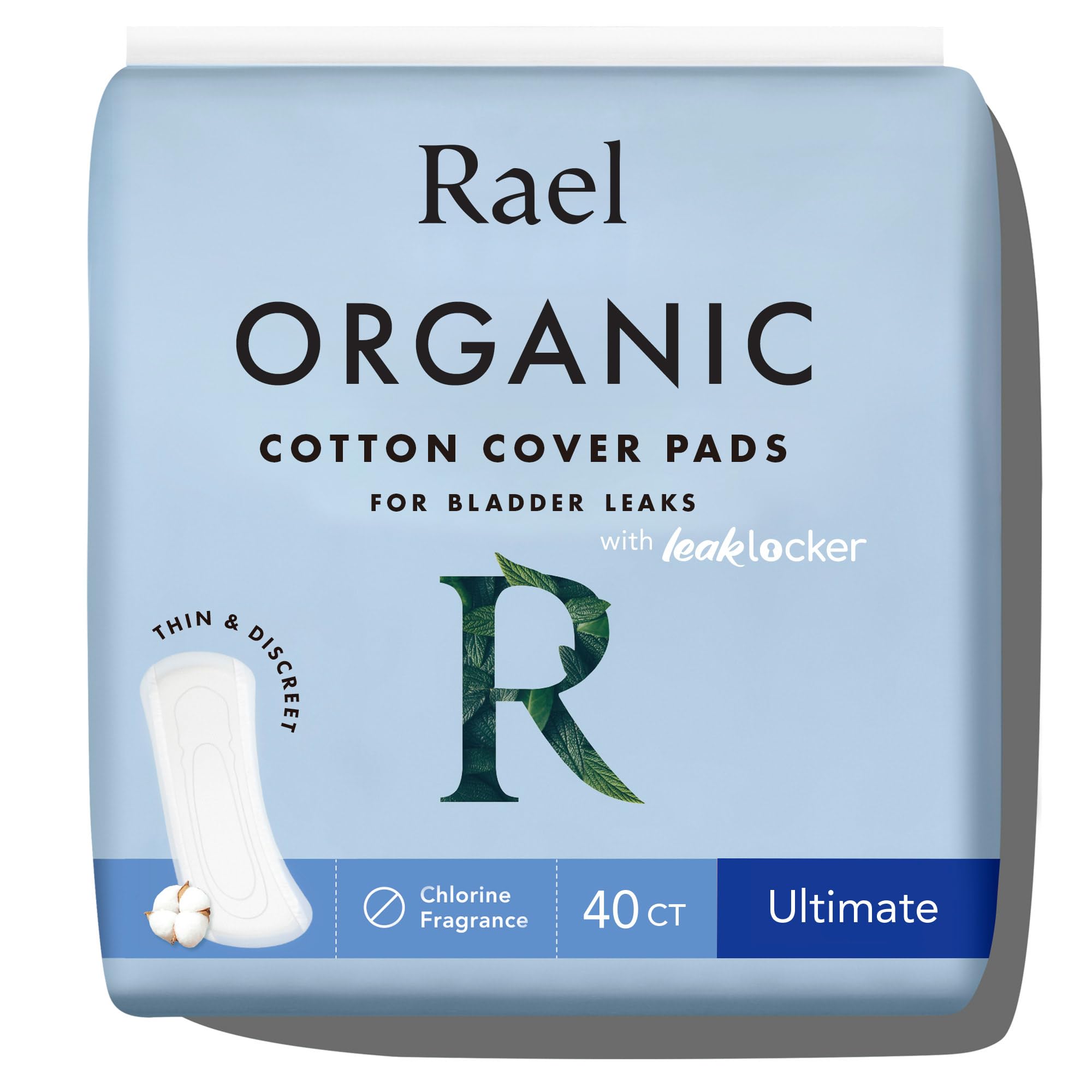 Rael Incontinence Pads for Women - Organic Cotton Cover, 4-Layer Core, Heavy Absorbency