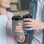 LITOPAK Disposable Cups with Lids – Blue & Gray

