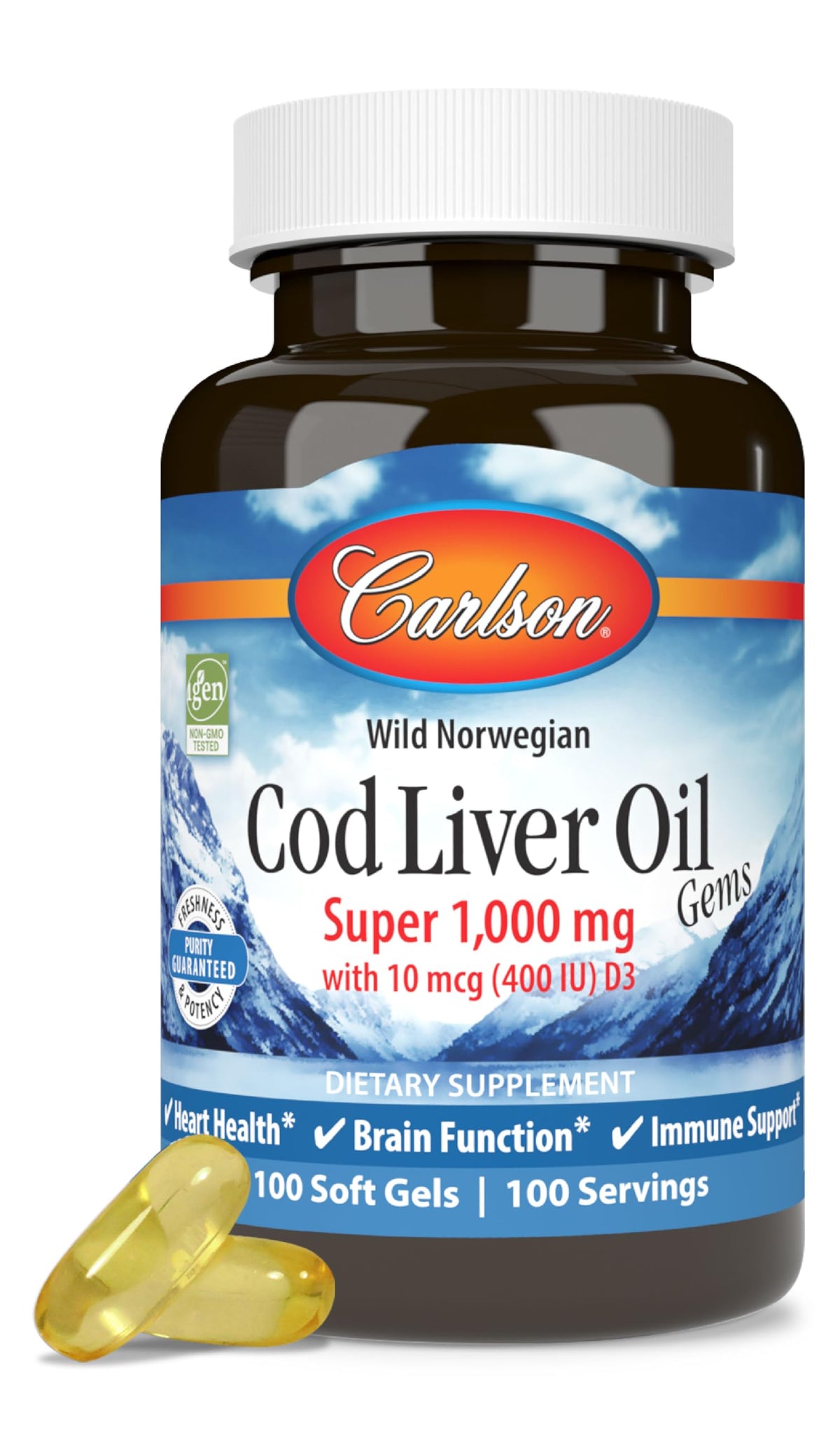 Carlson Cod Liver Oil Gems - Wild Arctic Cod Liver Oil with Vitamin D3