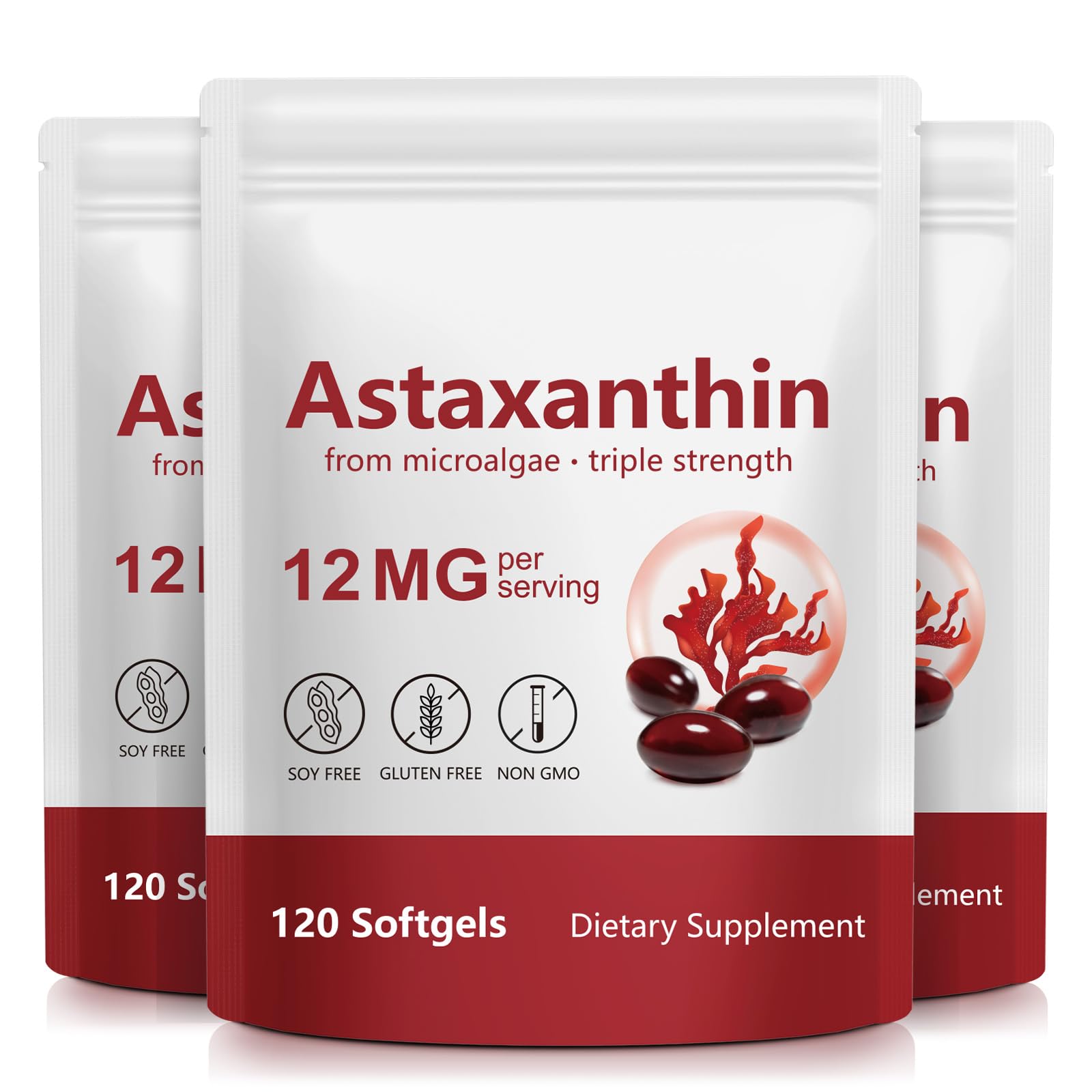 Xaarty Astaxanthin 12mg Natural Antioxidant Supplement Microalgae Source