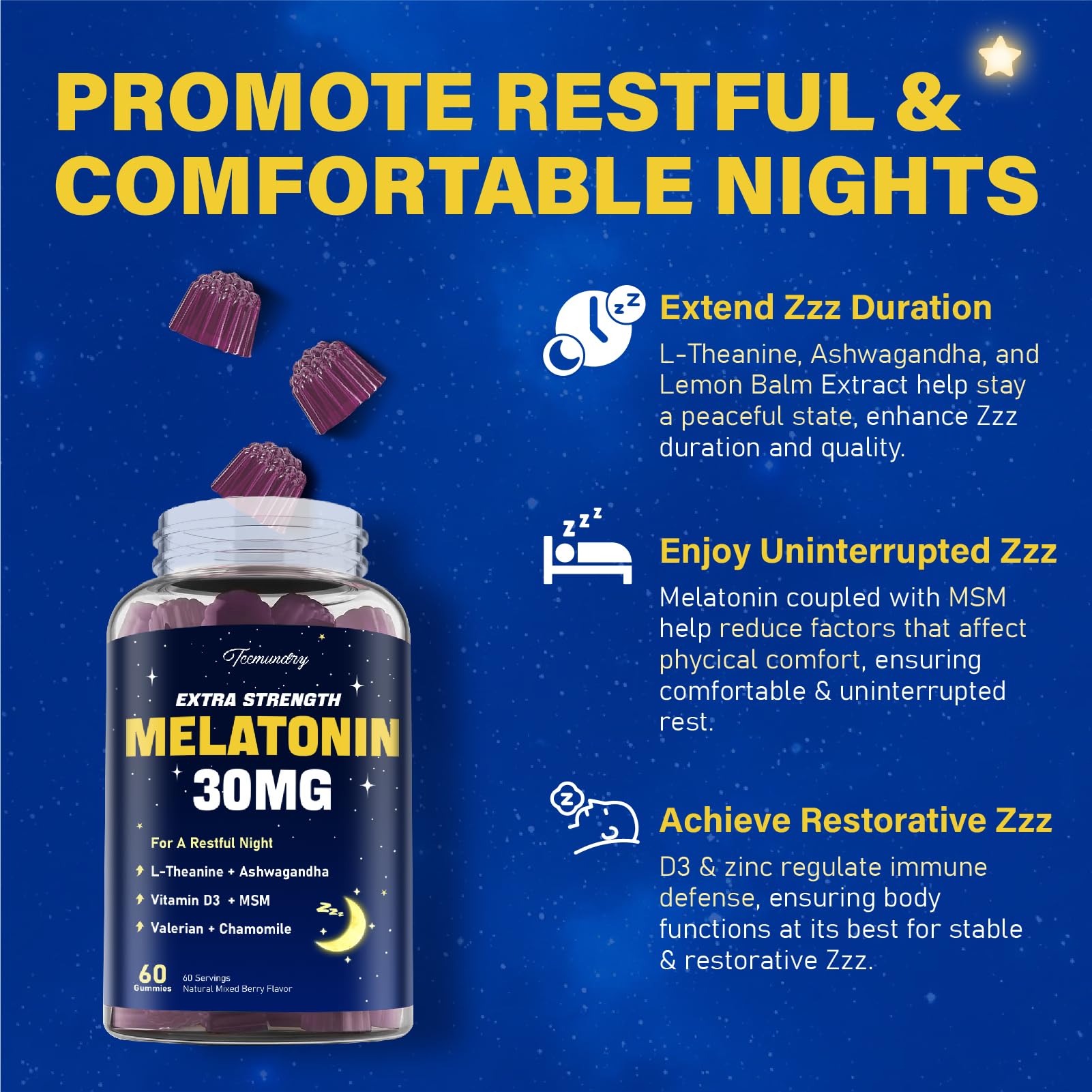 Melatonin Gummies 30mg for Adults with L-Theanine - Berry

