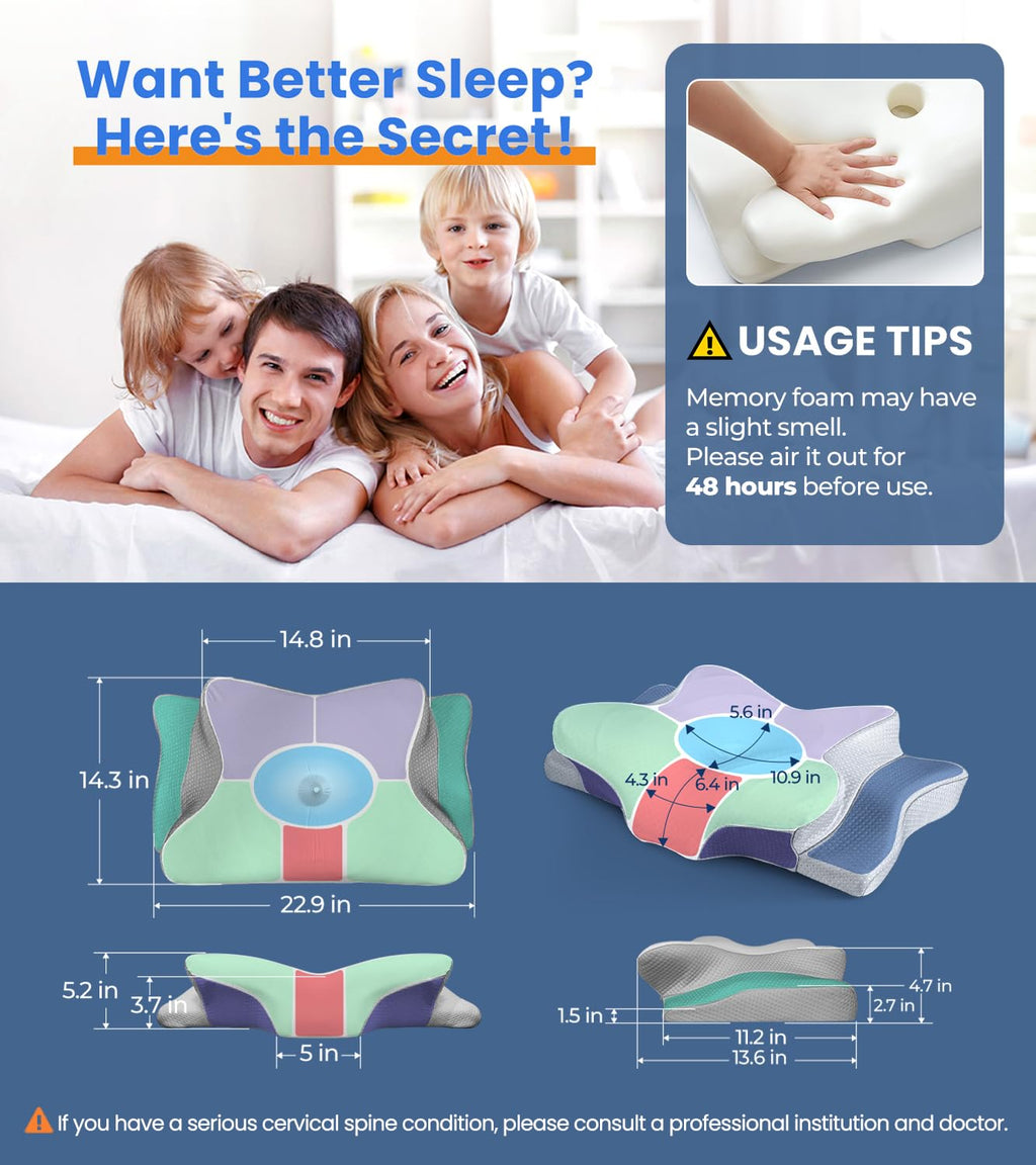Cozyplayer Cooling Neck Support Pillow with Memory Foam

