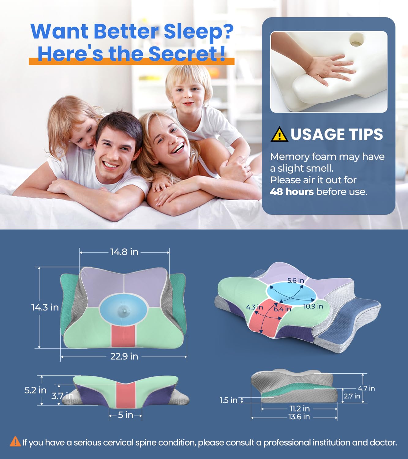 Cozyplayer Cooling Neck Support Pillow with Memory Foam

