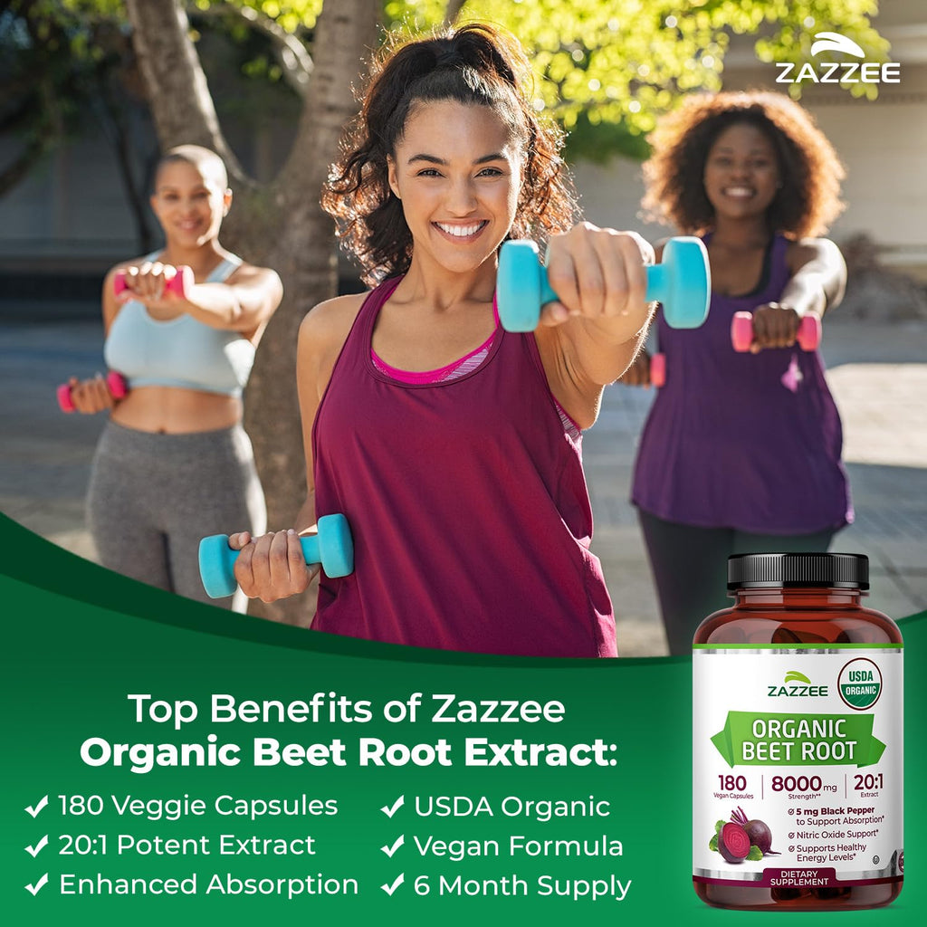 Zazzee USDA Organic Beet Root Extract 20:1 Capsules

